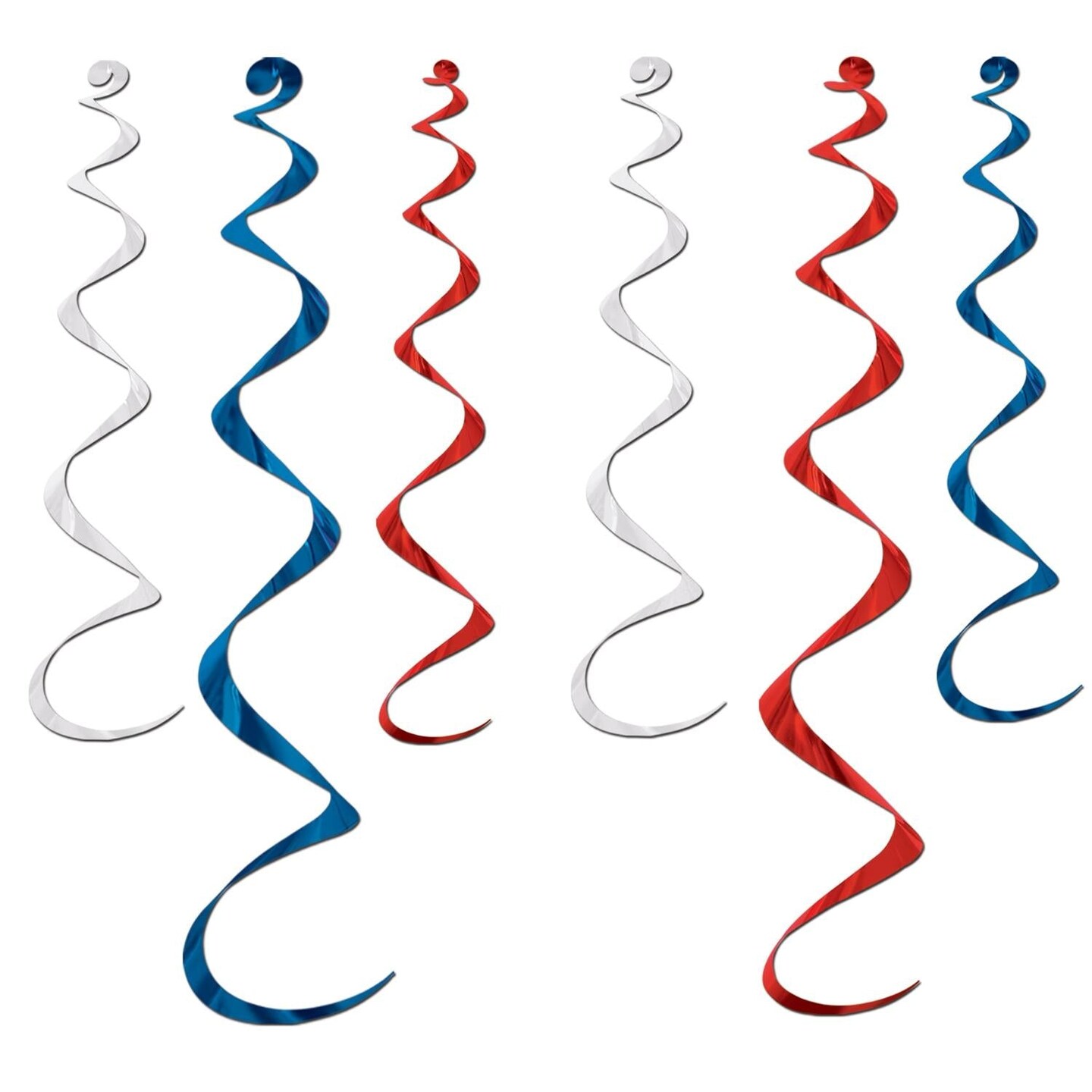 36 Piece Beistle Twirly Whirlys Decorations Asst red - white - blue