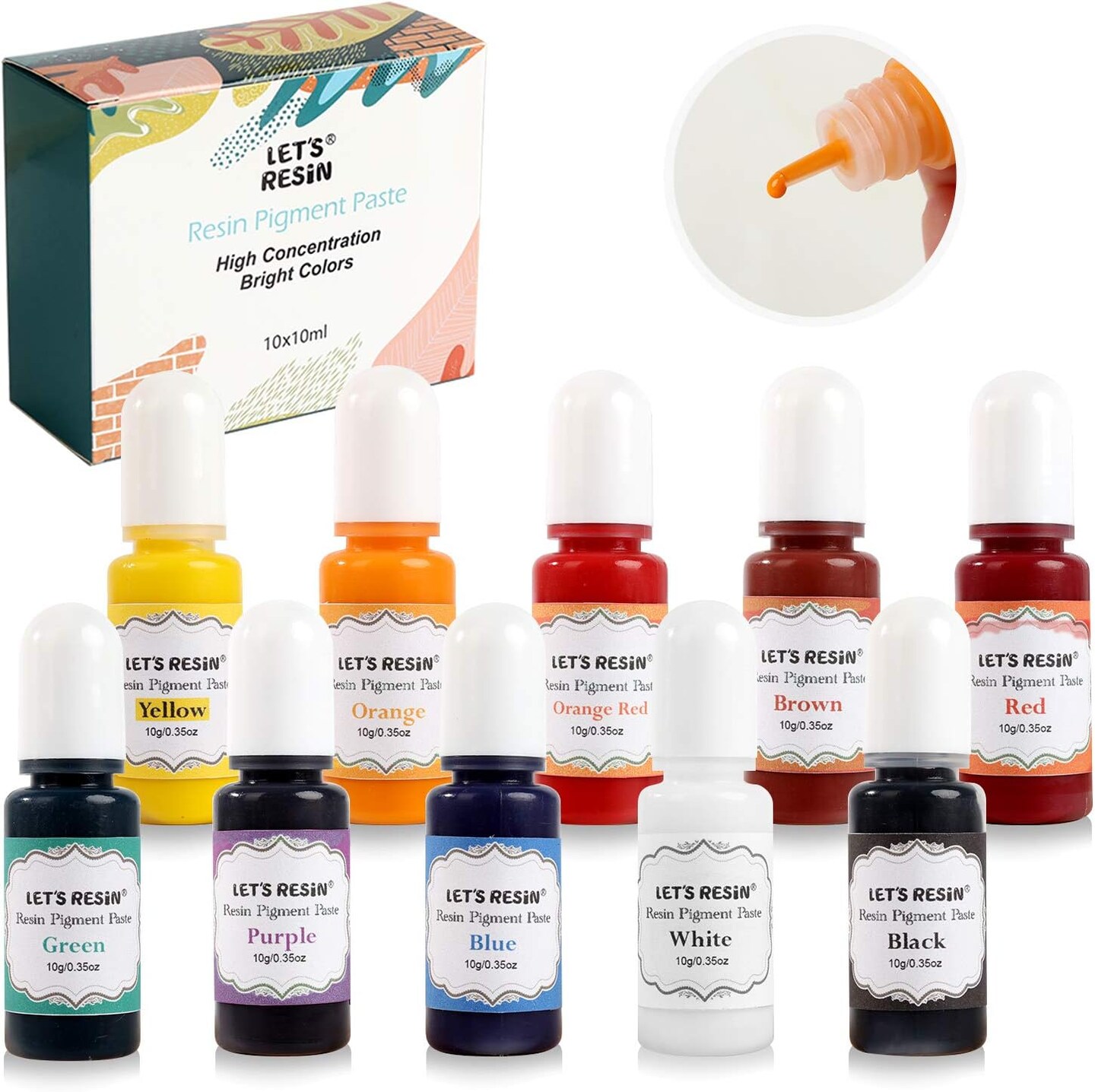 LET&#x27;S RESIN 10 Colors Resin Dye -High Concentrated Epoxy Resin Color Pigment Paste