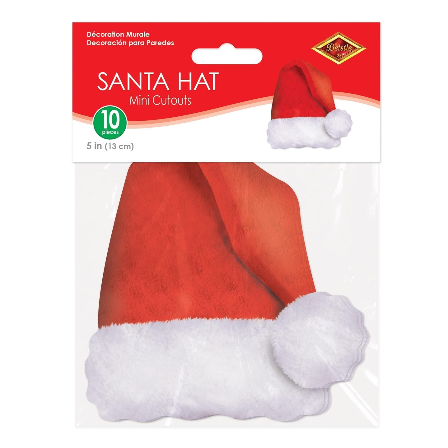 120 Pack Beistle Christmas Mini Santa Hat Cutouts