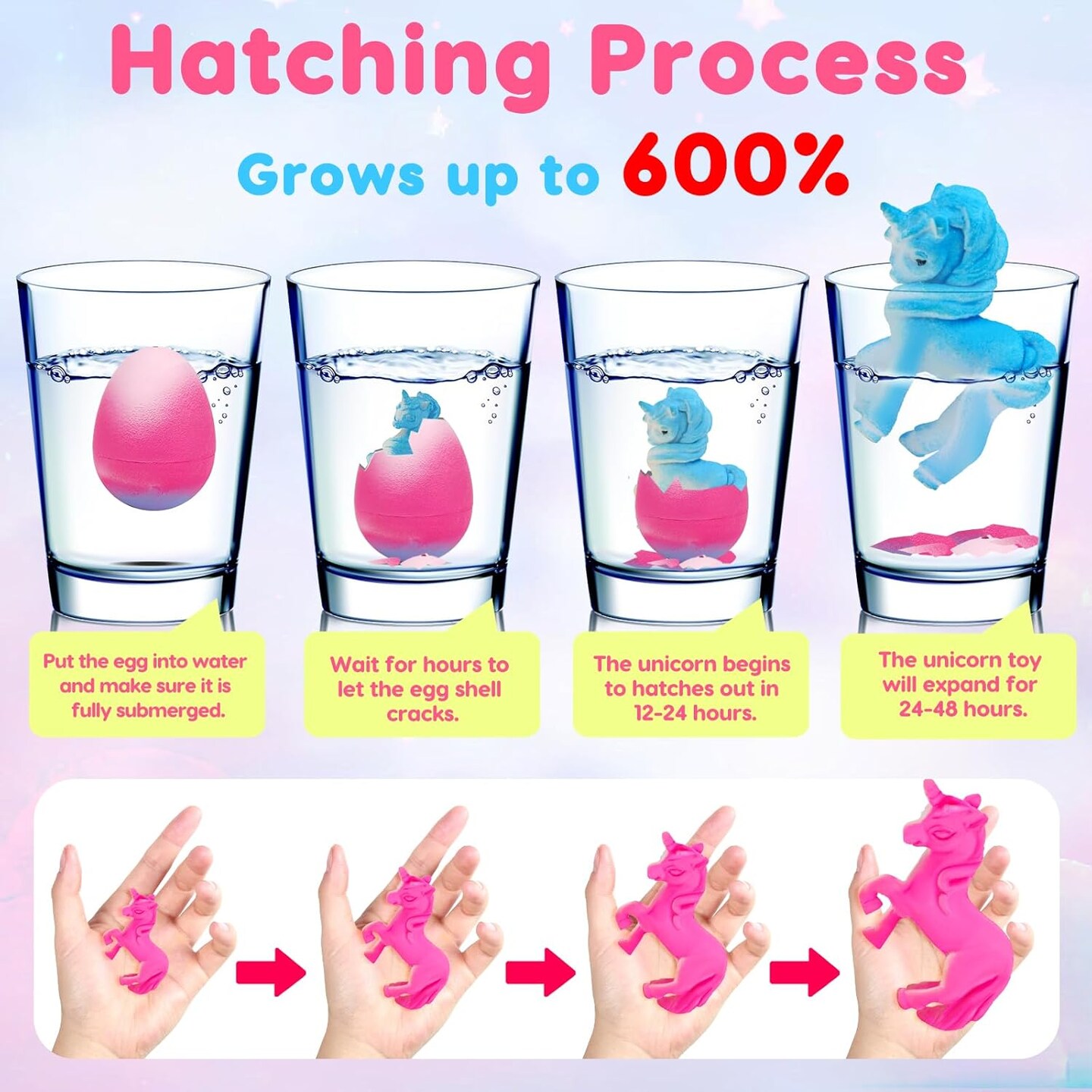 9 PCS Unicorn Hatching Eggs Easter Basket Stuffer Party Favors Treasure Box Toys Classroom Unicorn Toys