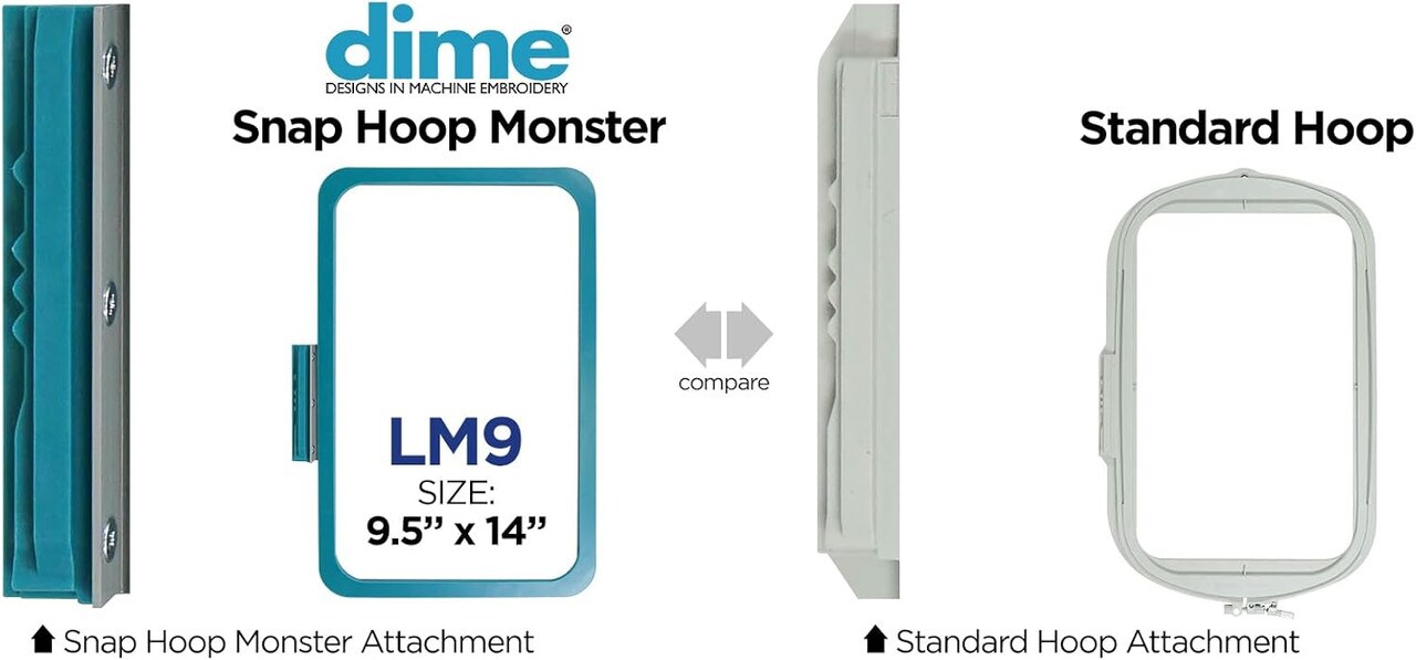 DIME - Snap Hoop Monster 9.5 x 14 inches for Brother and Babylock Embroidery Machines- LM9 / SH00A9M