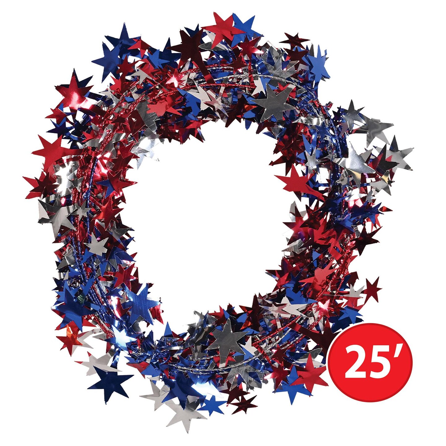 12 Pack Beistle Gleam &#x27;N Flex Star Party Garland - red - silver - blue - wire garland