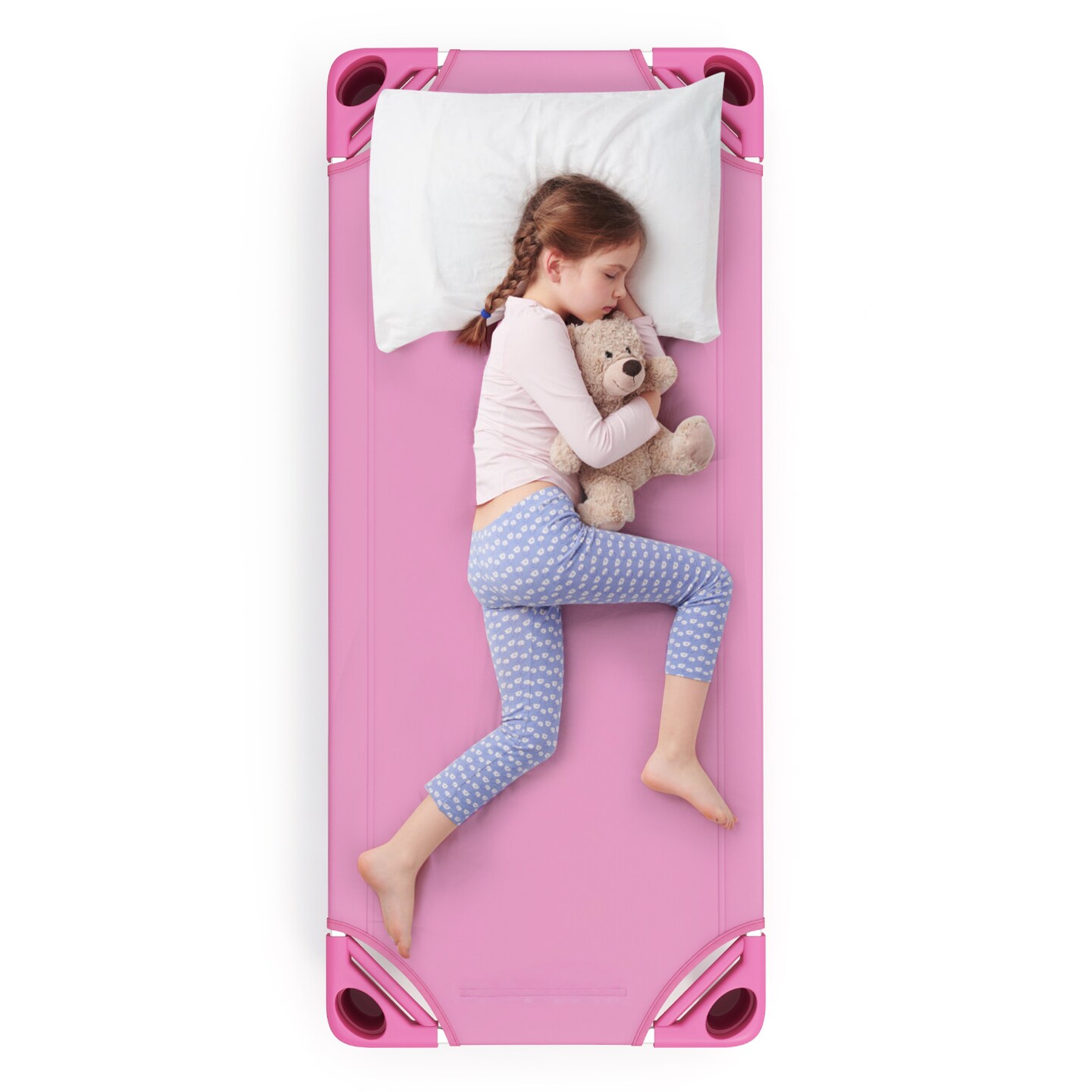 Stack-able Nap Cot for Kids with Steel Frame Oxford Fabric Raised Design and Easy Cleaning