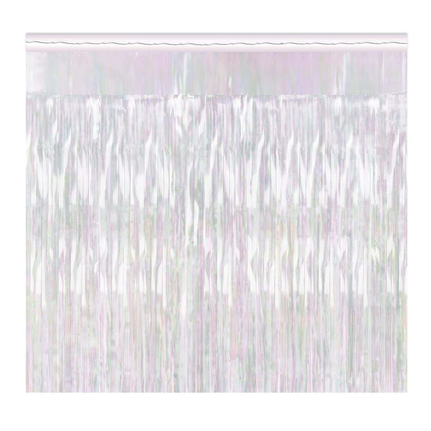 6 Pack Bulk Packaged 1-Ply Metallic Party Fringe Drape - opalescent