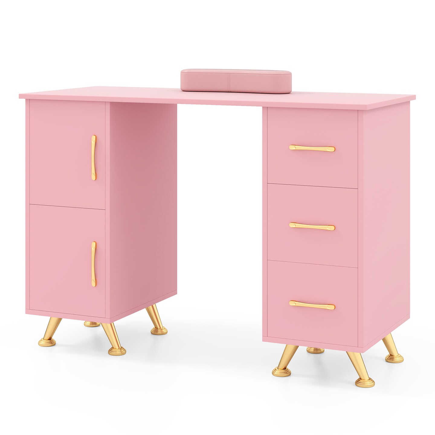 Wooden Manicure Table Nail Desk with Drawers Wrist Rest