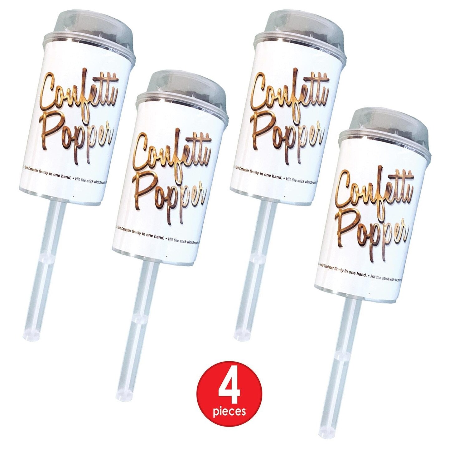 48 Pack Beistle Push Up Party Confetti Poppers - silver
