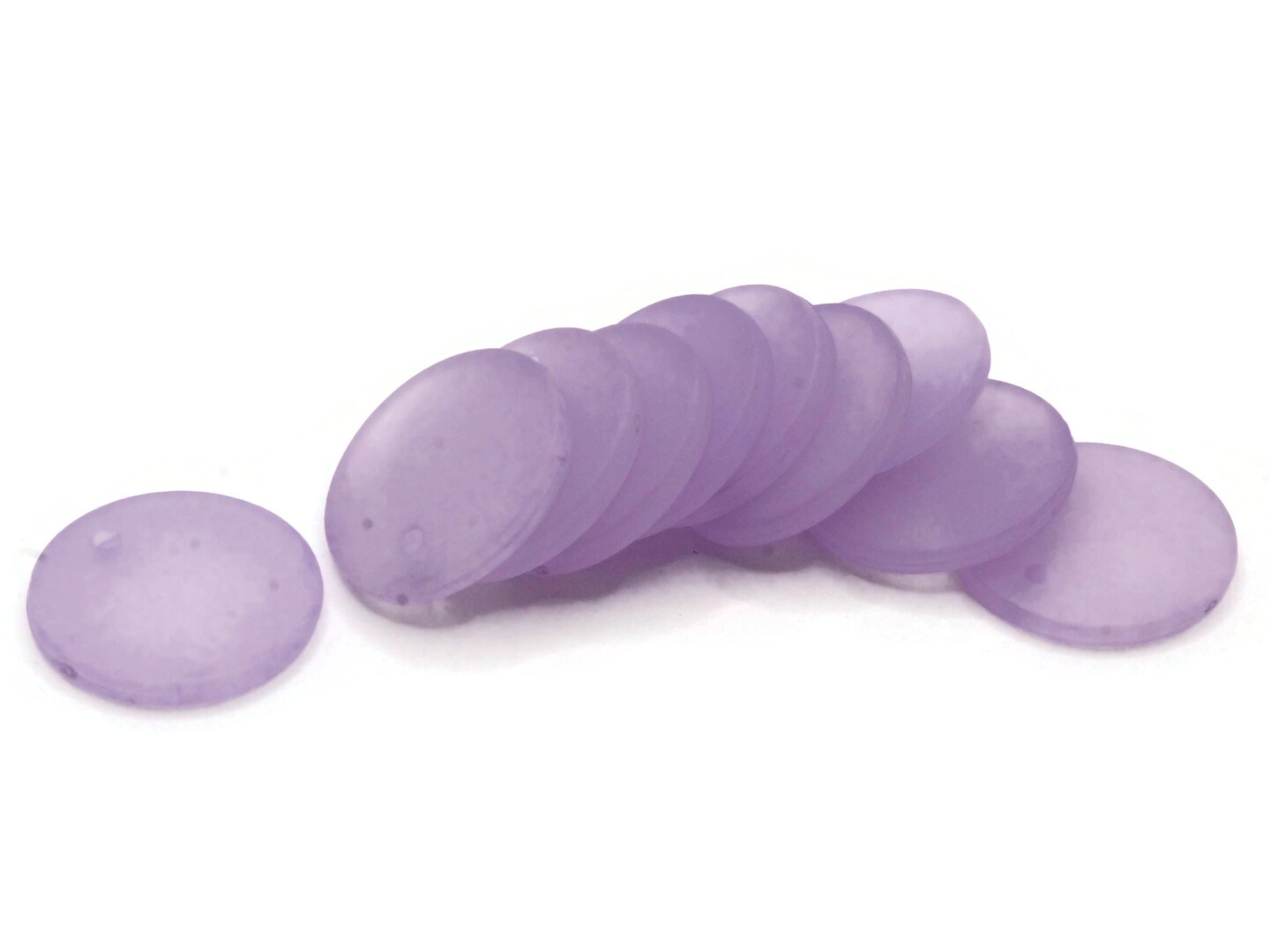 10 20mm Flat Round Coin Drop Frosted Purple Vintage Lucite Plastic Beads