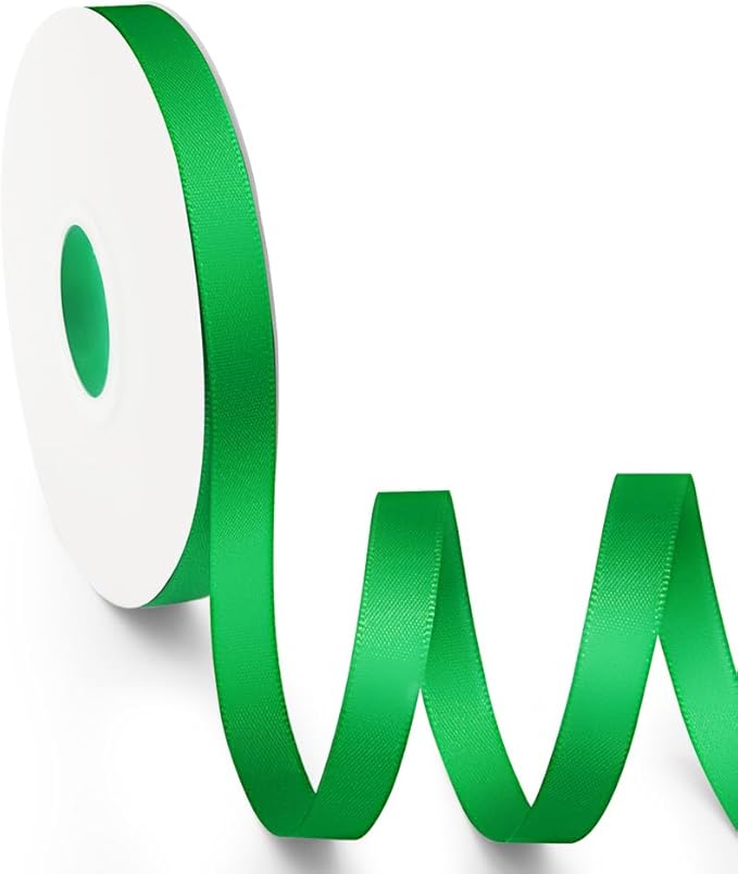 3/8 inch x 25 Yards Double Faced Polyester Emerald Green Satin Ribbon, Perfect for Gift Wrapping Very Suitable for Weddings Party Invitation Decorations and More