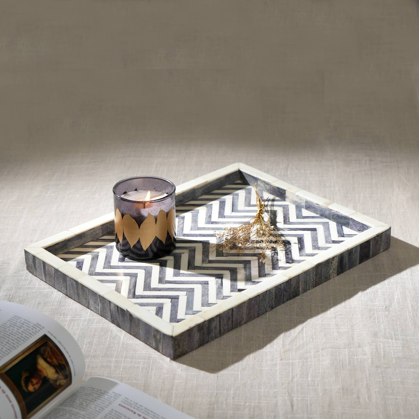 Decorative Wooden Serving Tray- 16&#x22; X 12&#x22;