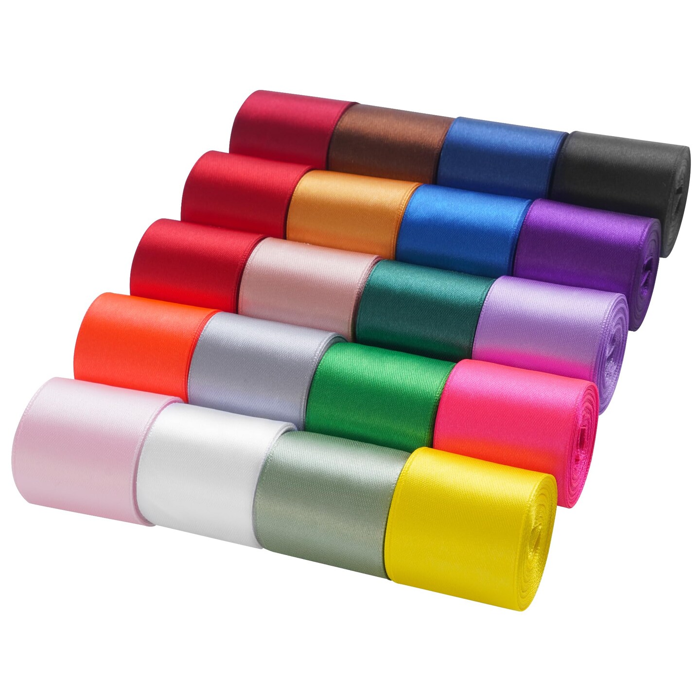 Rainbow Ribbon 1 1/2 Inch Double Faced Satin Ribbon Set for Gift Wrapping Crafts Hair Bows Wedding Party Decor Baby Shower Flower Bouquet, 20 Colors with 5 Yards Each, Total 100 Yards