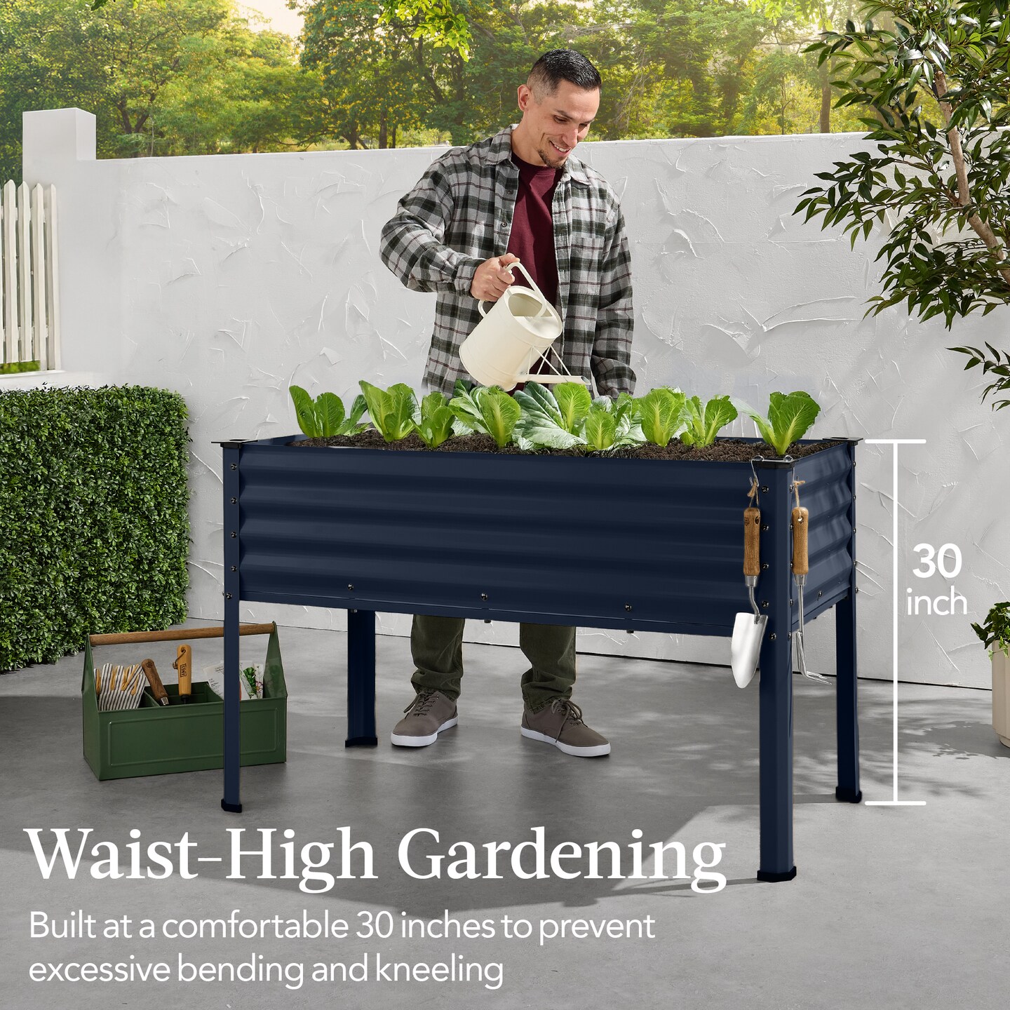 Best Choice Products 48x24x30in Elevated Galvanized Metal Garden Bed w/ Corner Protectors