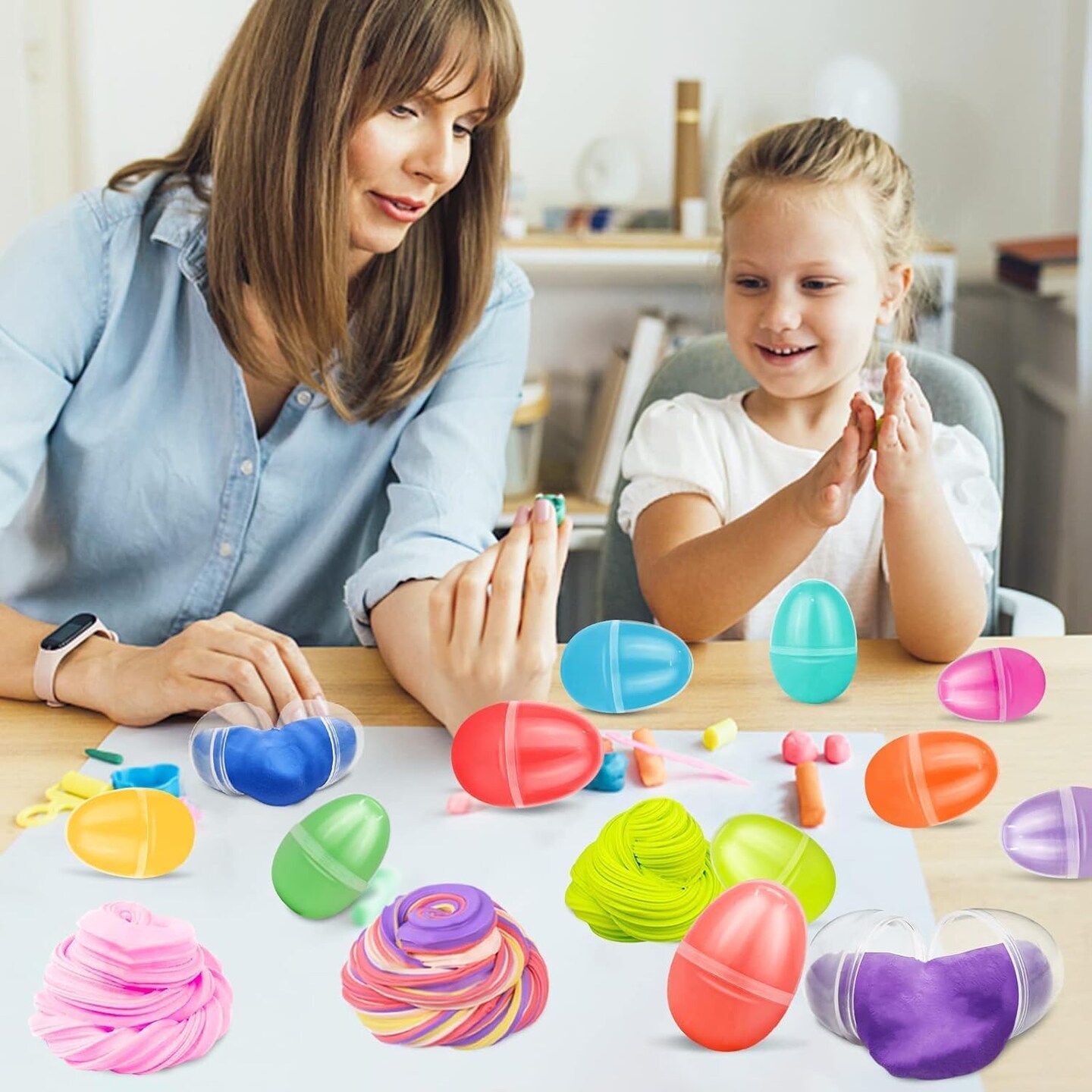 24 Pack Easter Basket Stuffers Fillers Butter Slime Kit Easter Eggs Fidget Toys Stress Relief Non-Sticky Stretchy