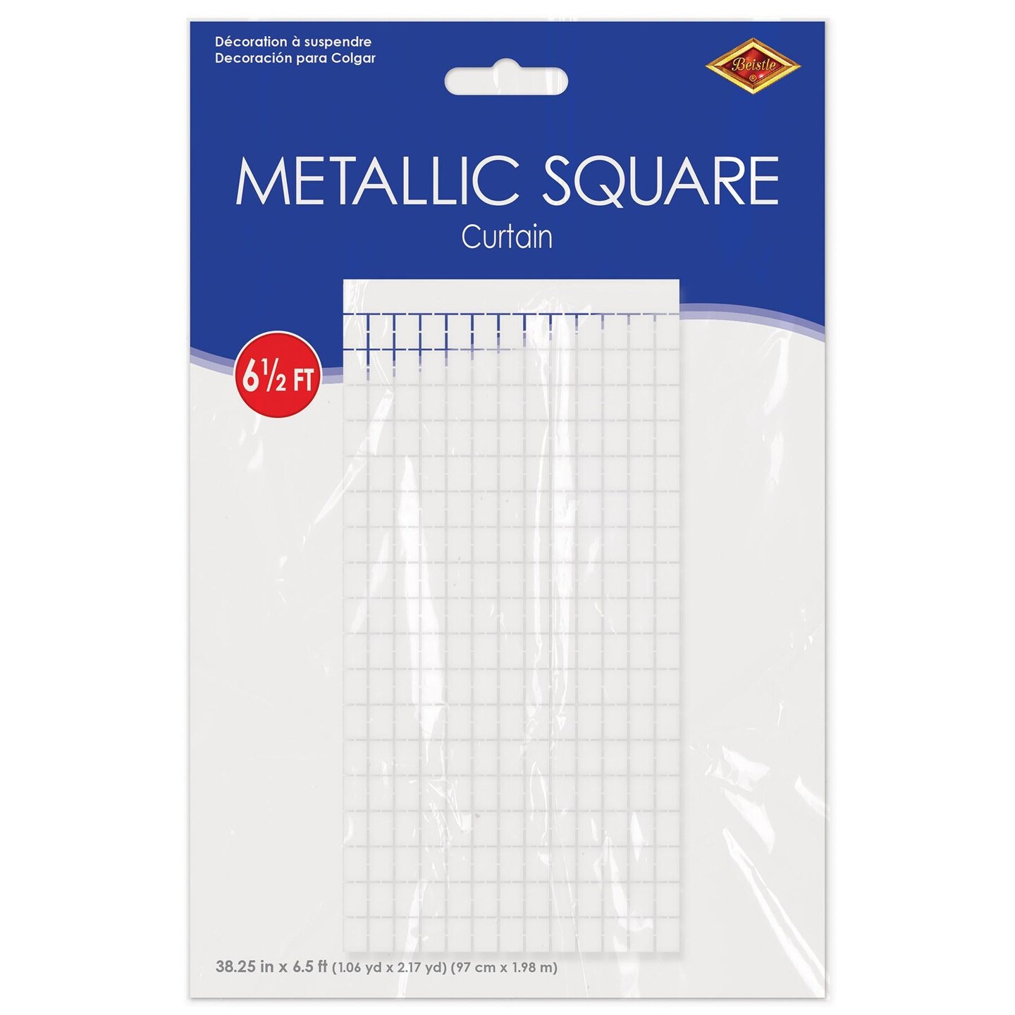 6 Pack Beistle White Metallic Party Square Curtain