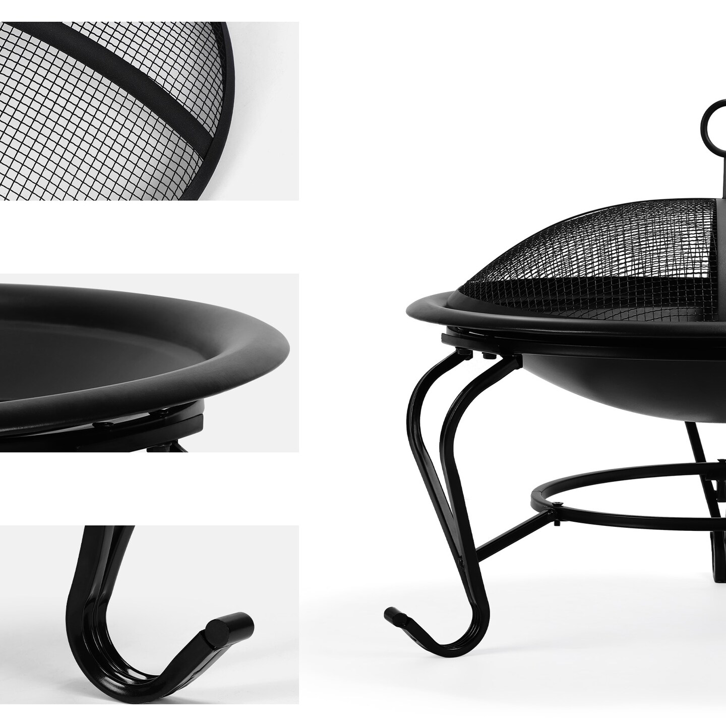 Fire Pit, Wood Burning Fire Bonfire Pits Outdoor BBQ Grill Fire Pit Bowl for Camp 22 inch