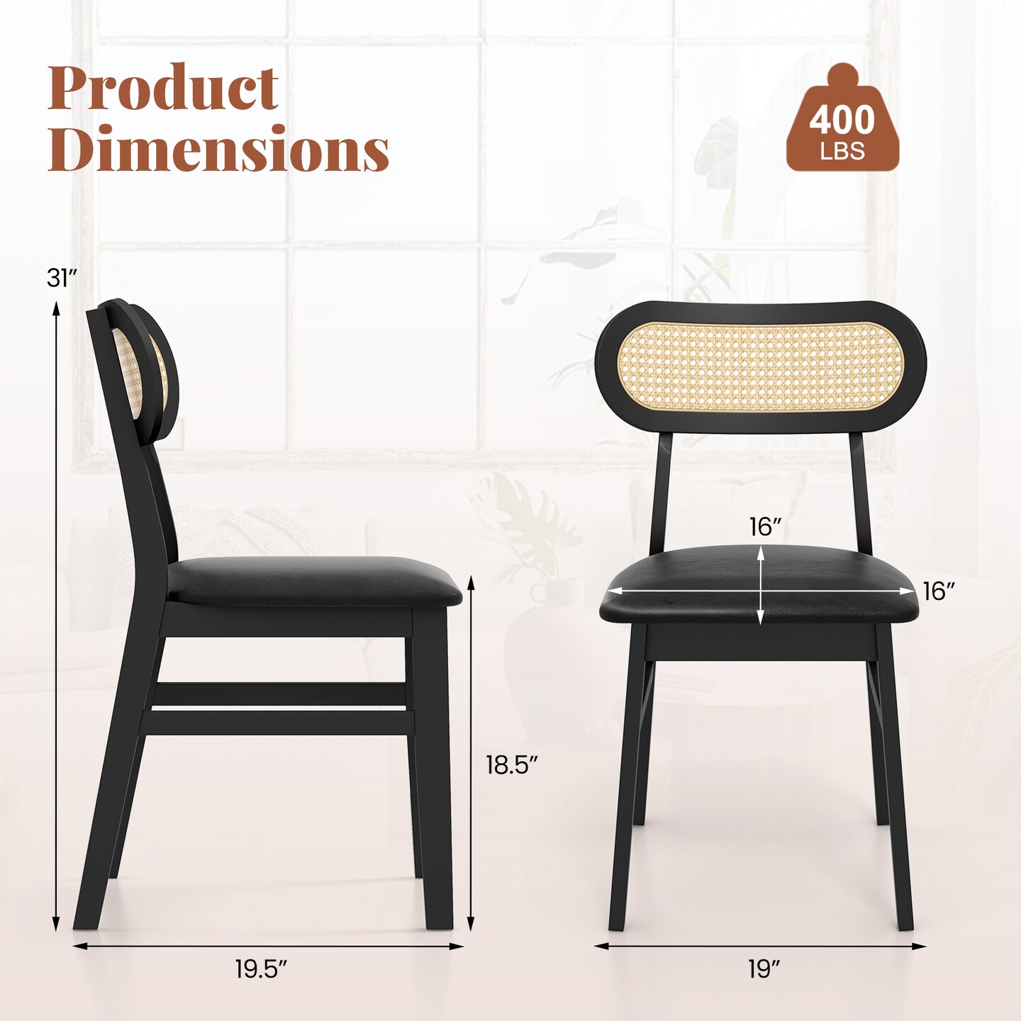 Wood Upholstered Dining Chairs Set of 2 &#x2013; Mid Century Indoor Seating for Dining Room