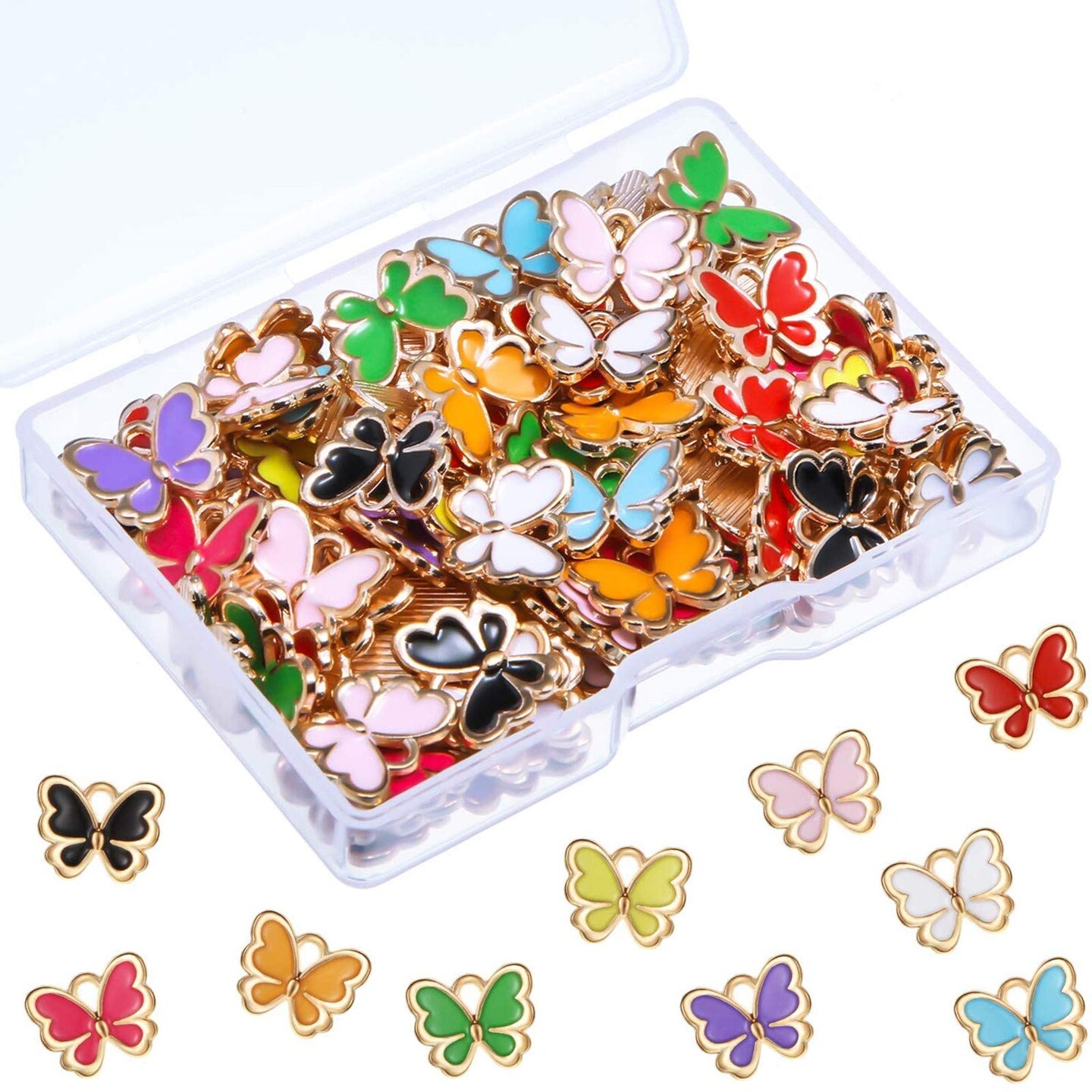 100 Pieces Colorful Butterfly Charms for Jewelry Making Alloy Pendant Jewelry Butterfly Charm for Necklaces Bracelets Earrings DIY Supplies