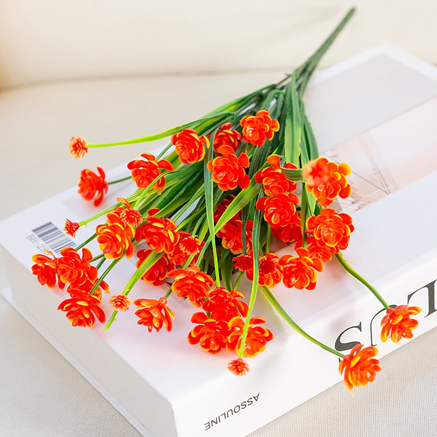 4pcs Artificial Flower Orange Small Lotus Home Decor