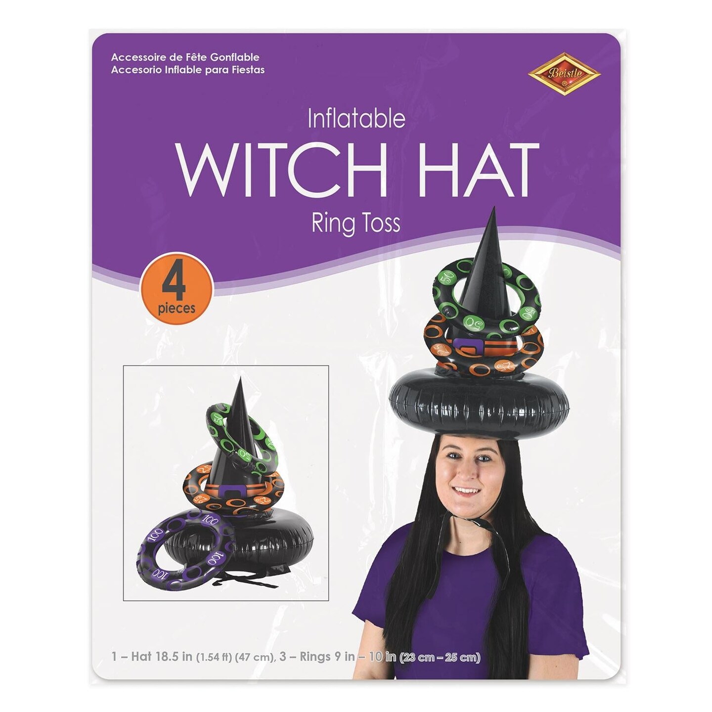 12 Pack Beistle Halloween Inflatable Witch Hat Ring Toss