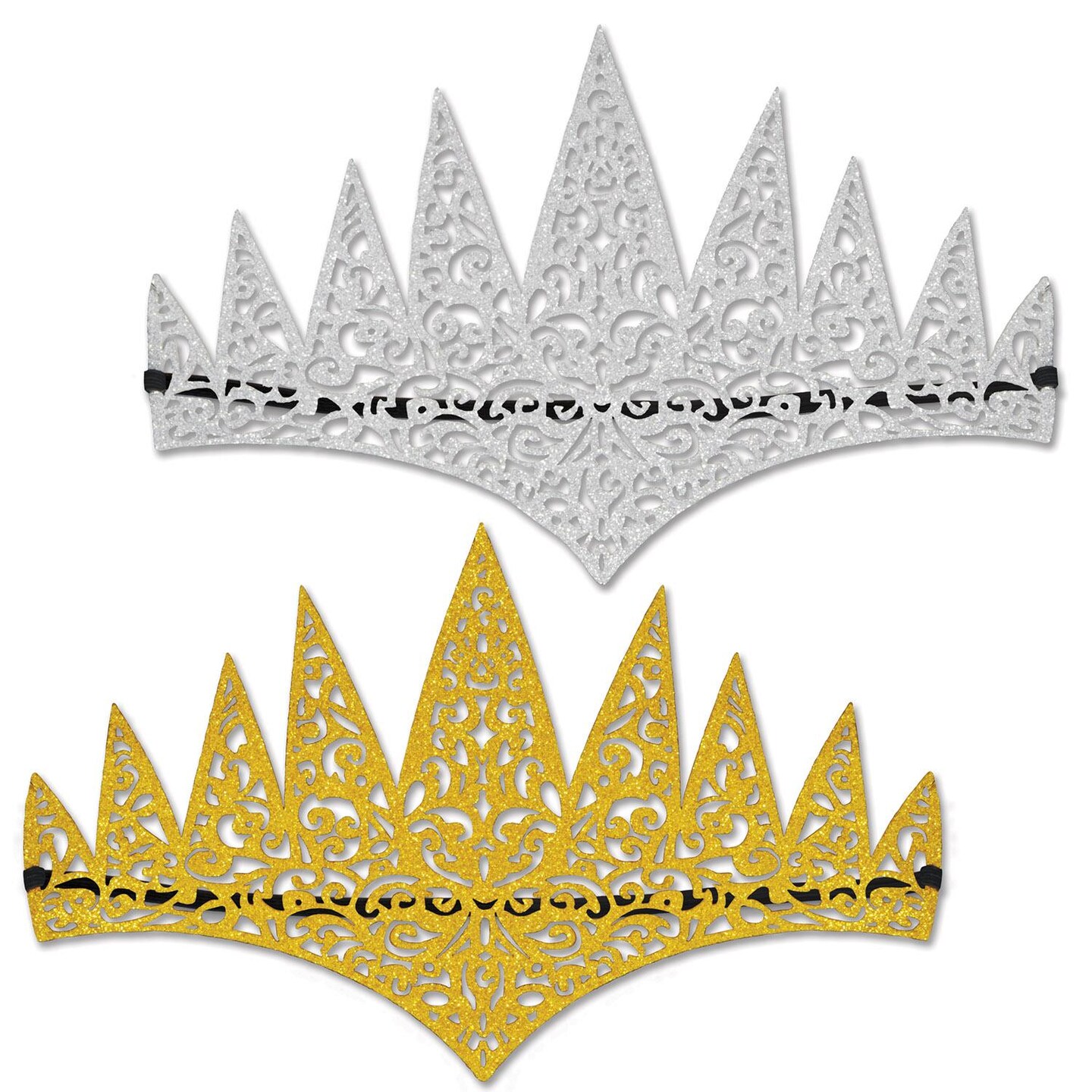24 Pack Beistle Glittered Laser Cut Tiaras