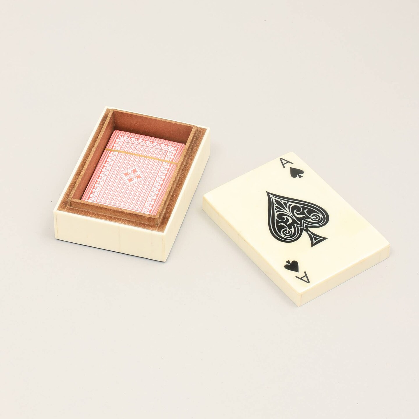 Wooden Printed White Card Box with Cards - 4.75&#x22;x3.35&#x22;x1.75&#x22;
