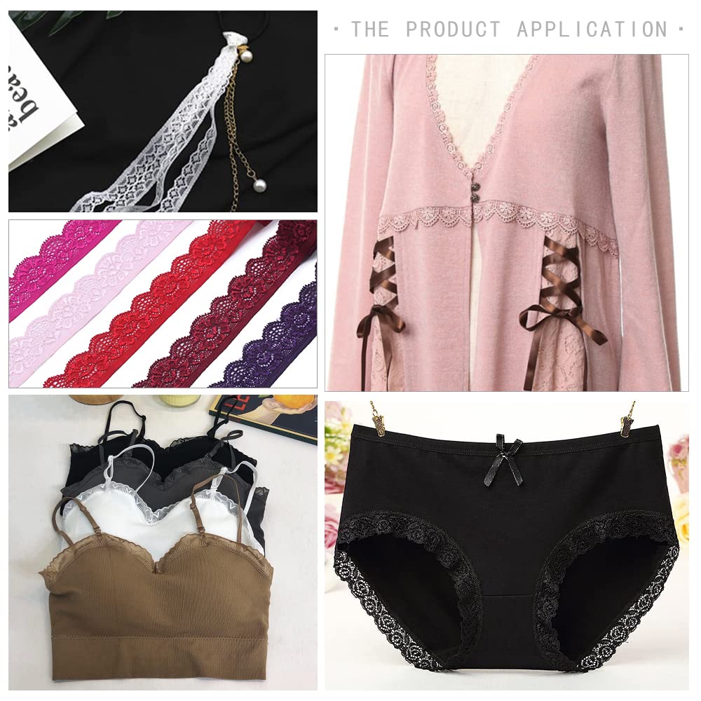 28 Yards 1" Wide Lace Elastic Trim 14 Colors Lace Ribbon Flower Edge Trimming for Sewing Craft Wedding Party Decor Clothes(NO064 Mixed Color)