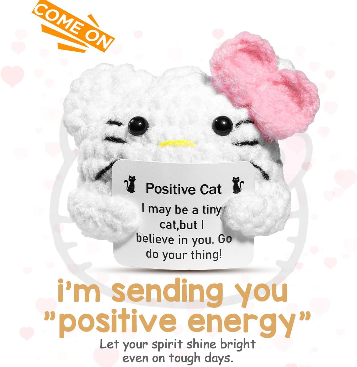 Kitty Stuff Kitty Easter Basket Stuffers Inspirational Crochet Positive Cat Kawaii Handmade Emotional Support Nuggets Cheer Funny Crochet Animals Kitty Gifts for Women Girls Coworker Birthday