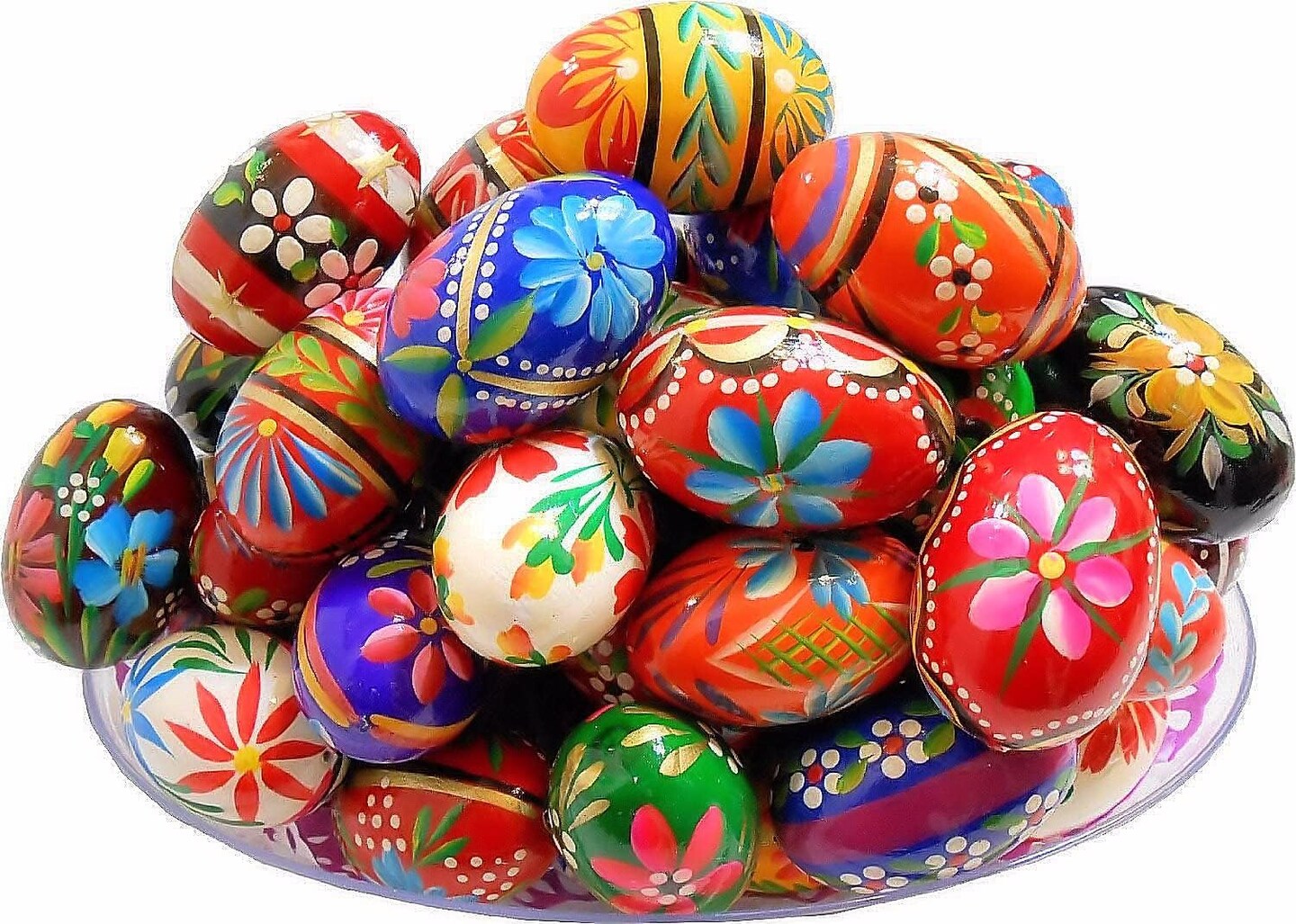 Polish Easter Handpainted Wooden Eggs (Pisanki) Decorative Eggs for Easter Set of 6 Medium Eggs