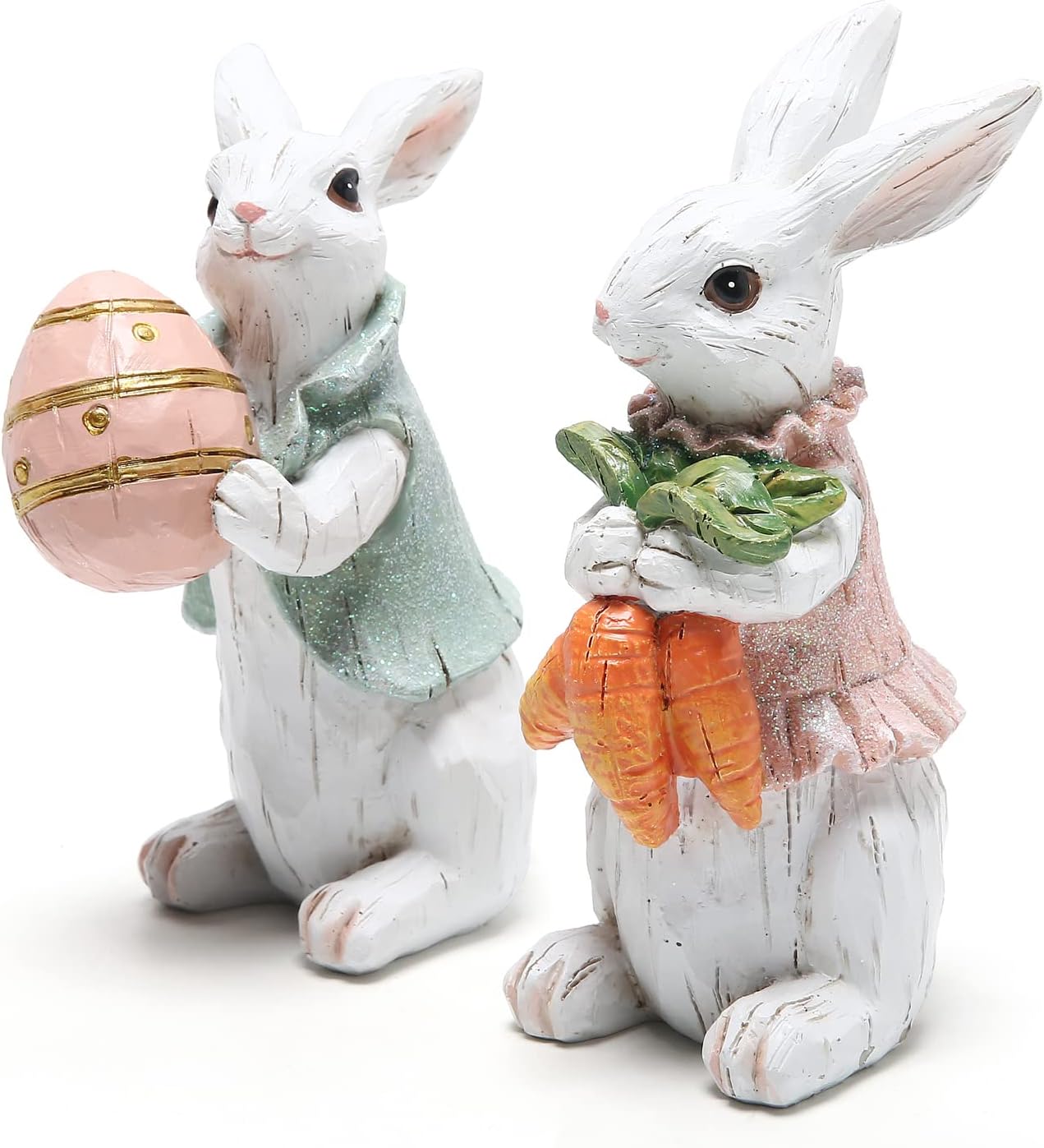 Easter Bunny Decorations Spring Home Decor Bunny Figurines(Easter White Rabbit 2pcs)