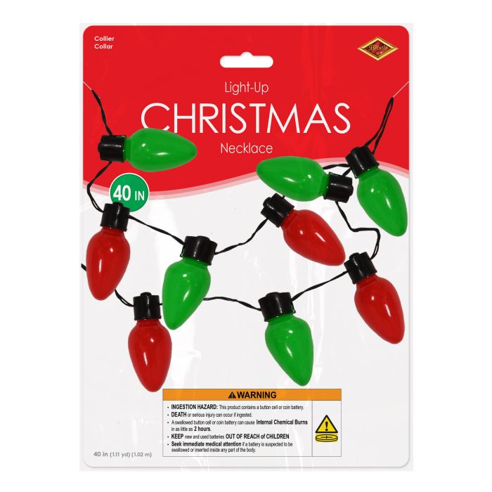 12 Pack Beistle Light-Up Christmas Light Bulb Necklace