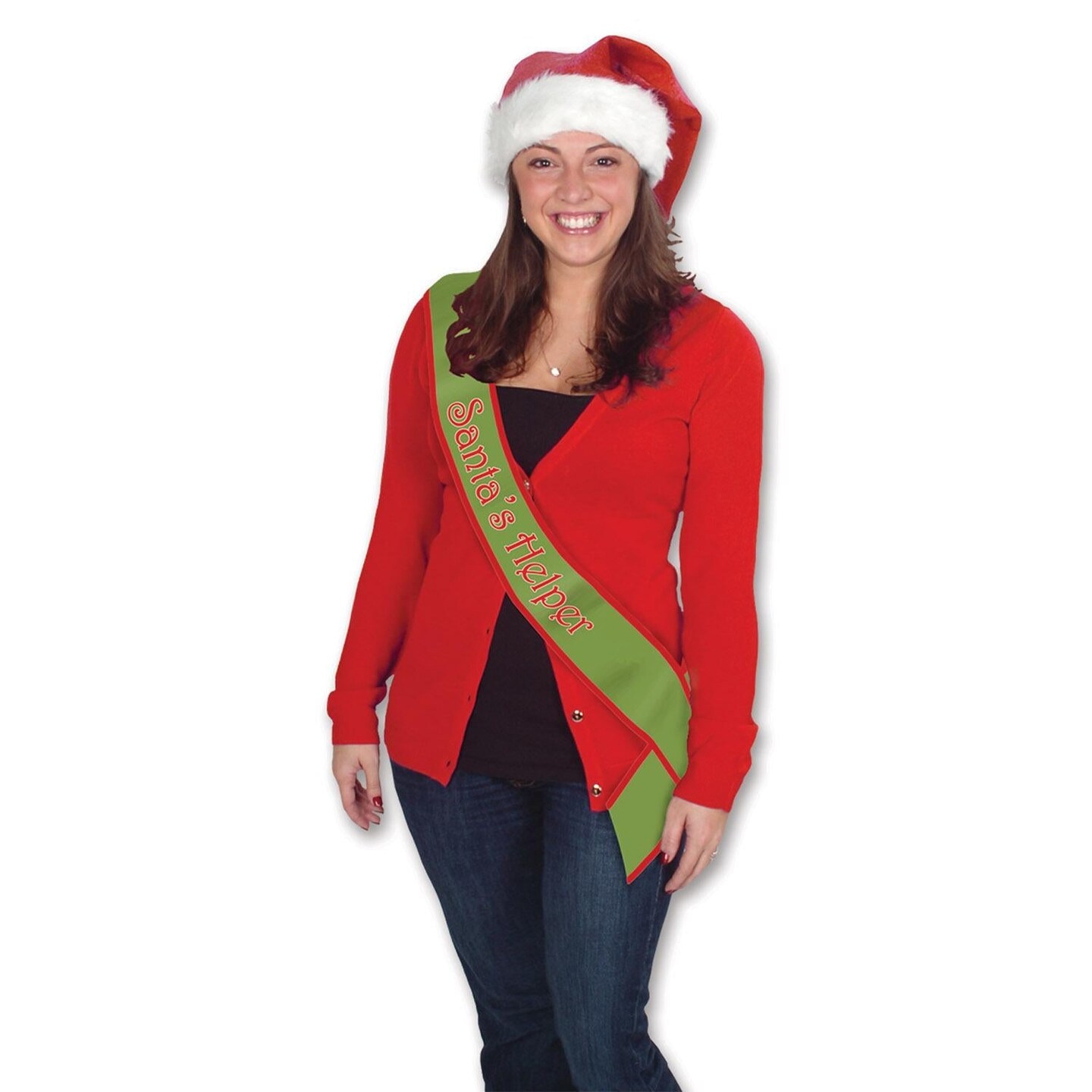 6 Pack Beistle Christmas Santa&#x27;s Helper Satin Sash