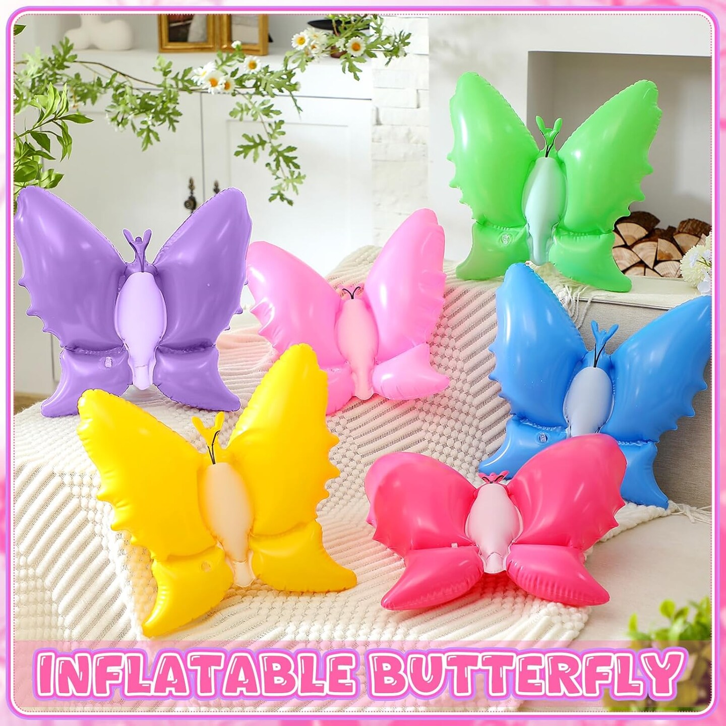 12 Pieces 14 Inch Spring Easter Inflatable Decor Blow up Butterfly Bunny Inflatable Hanging Ornament