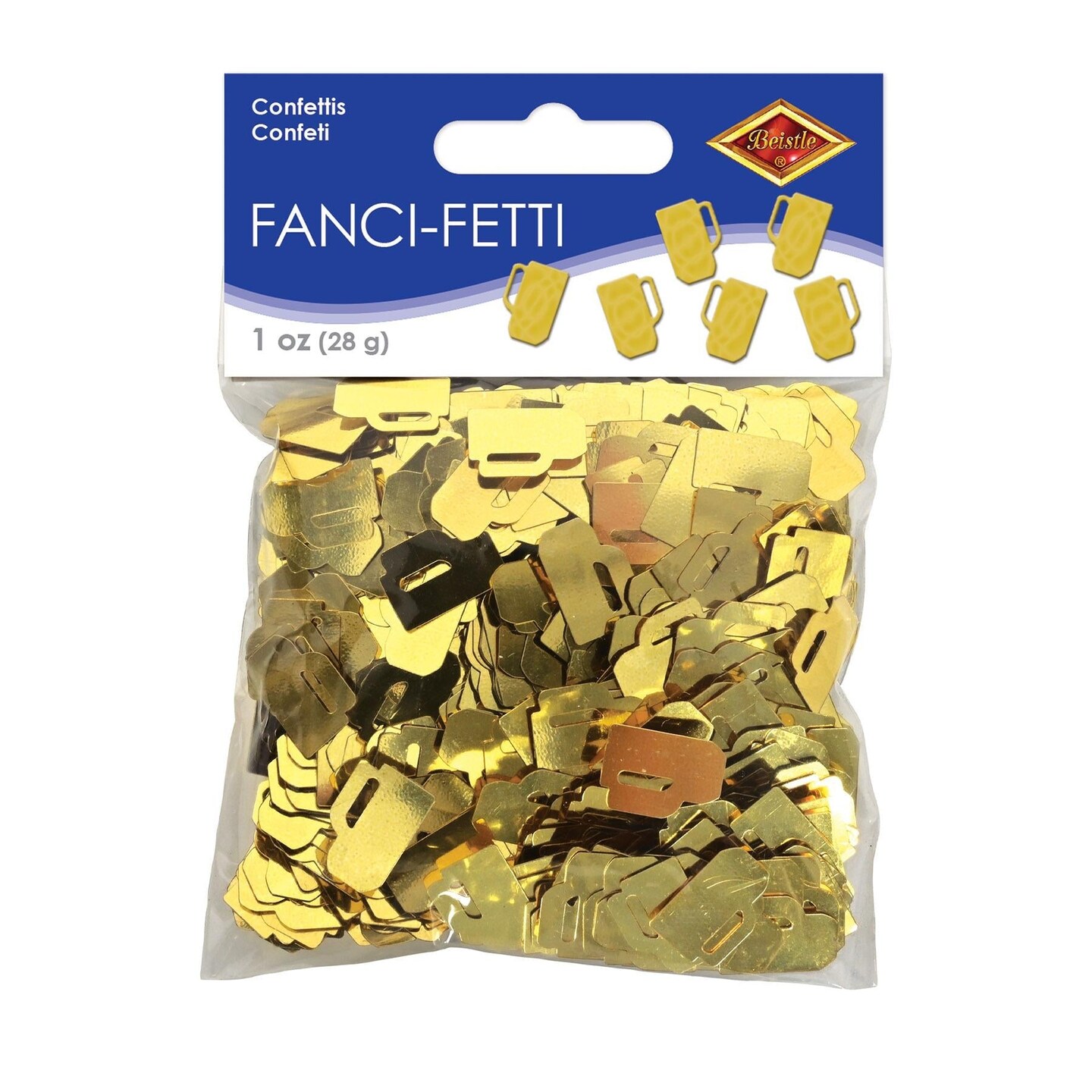 12 Pack Beistle Oktoberfest Confetti Beer Mugs gold (1 Oz per Pack)