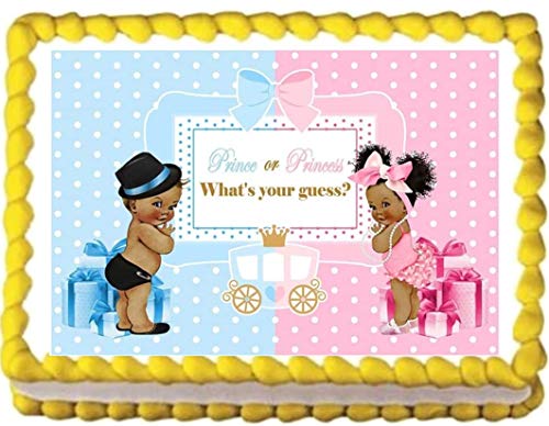 Gender Reveal Prince Or Princess Image Edible Cake Topper Frosting Sheet