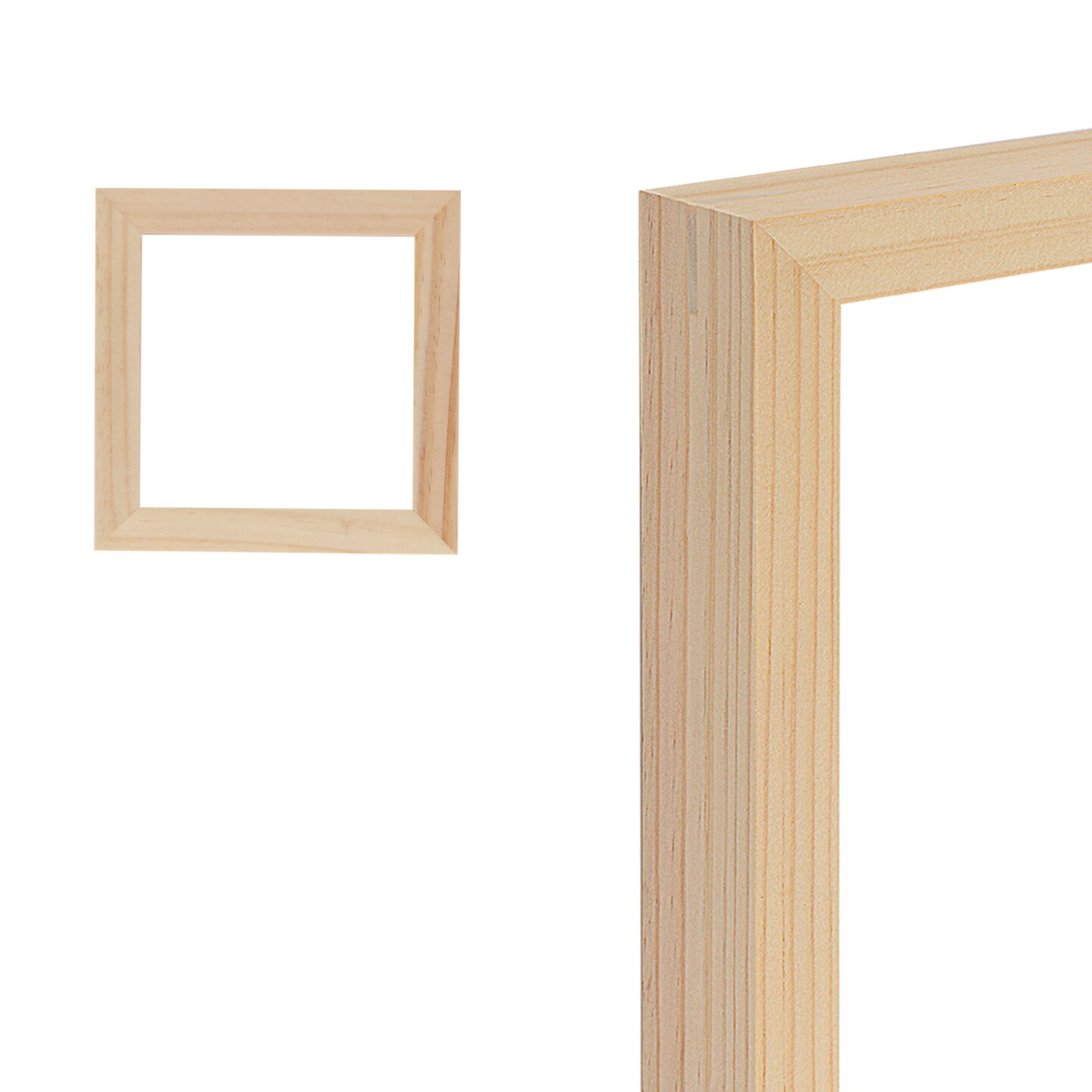 Creative Mark Ambiance Unfinished Deep Gallery Frame, 5x5&#x22; Open Back Natural Wood Frames for Canvas and Mounted Artwork, 3/4&#x22; Face, 1-1/4&#x22; Deep, No Glass or Backing