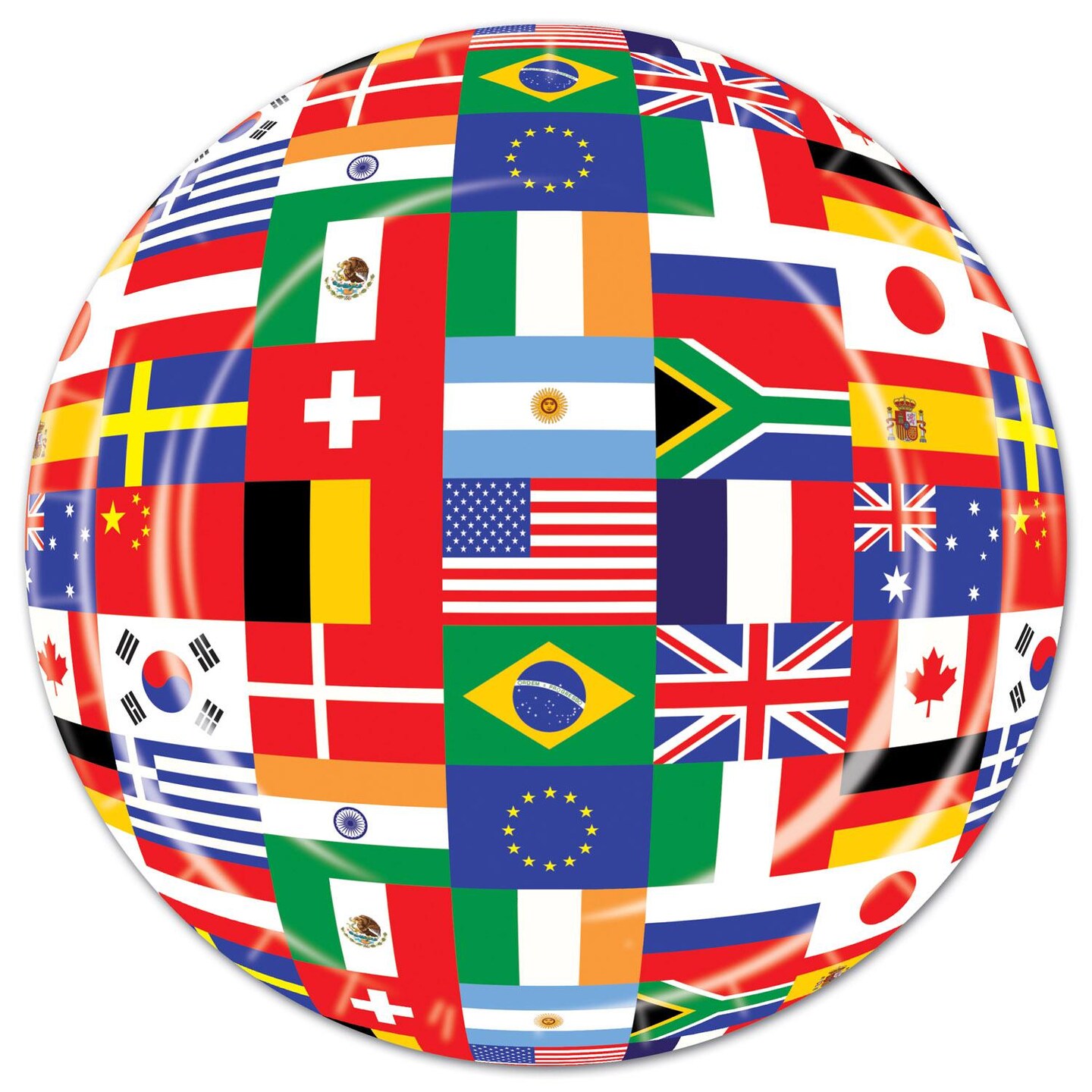 96 Pack Beistle International Flag Party Paper Plates 7 inch