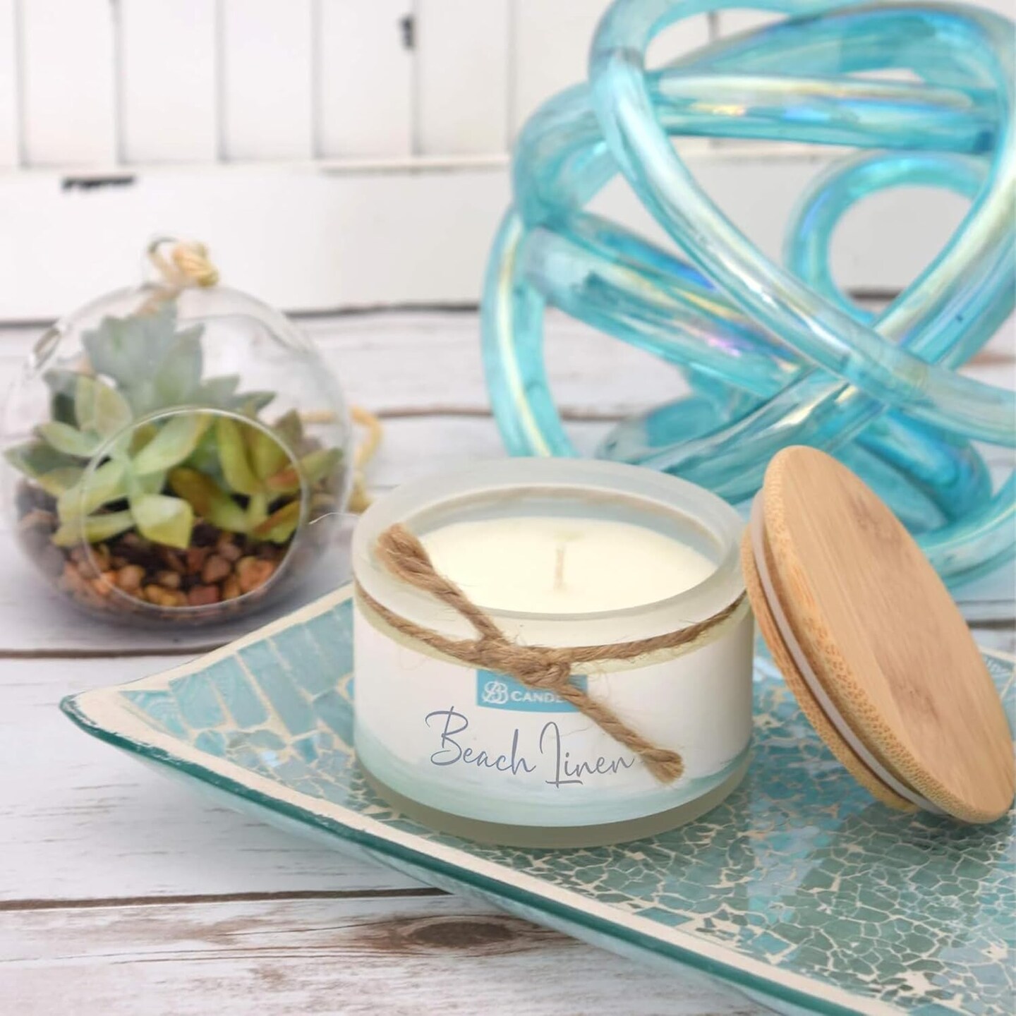 Coastal Essentials Natural Soy Hand Poured Candle, Beach Linen Scent, Fragrant Coastal Candle with Strong Scents, Artisan Candle, 4oz, 30+ Hours Burn Time