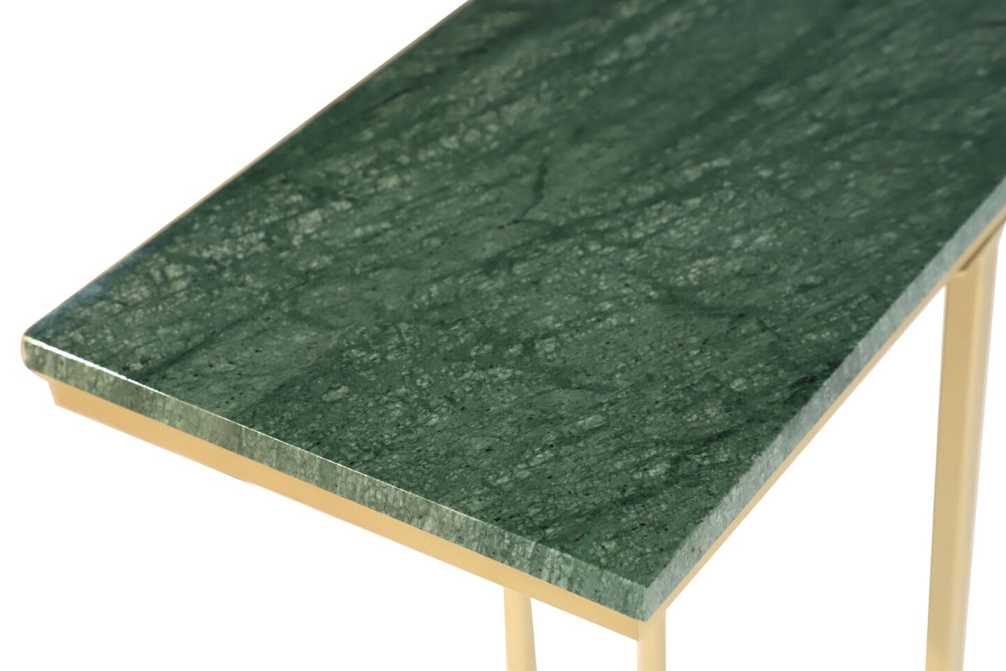 Green Marble &#x22;C&#x22; Table With Golden Metal Frame-24&#x22; Height
