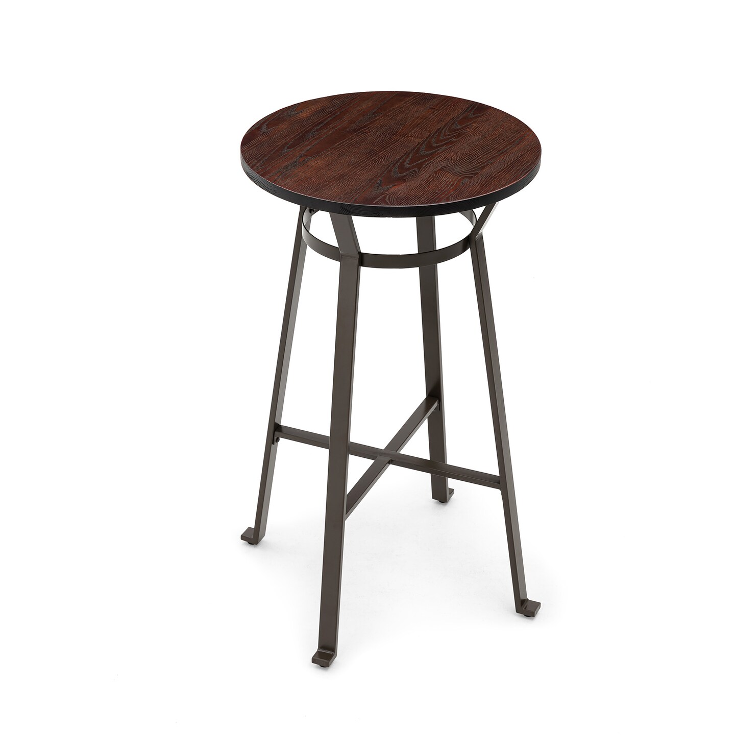 42.50&#x22;H Steel Bar Table With Elm Wood Top