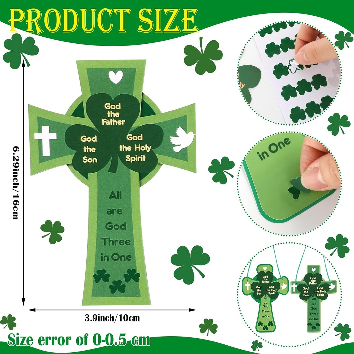 30 Set St. Patrick's Day Crafts DIY Shamrock Cross Craft Holy Trinity Shamrock Cross Sign
