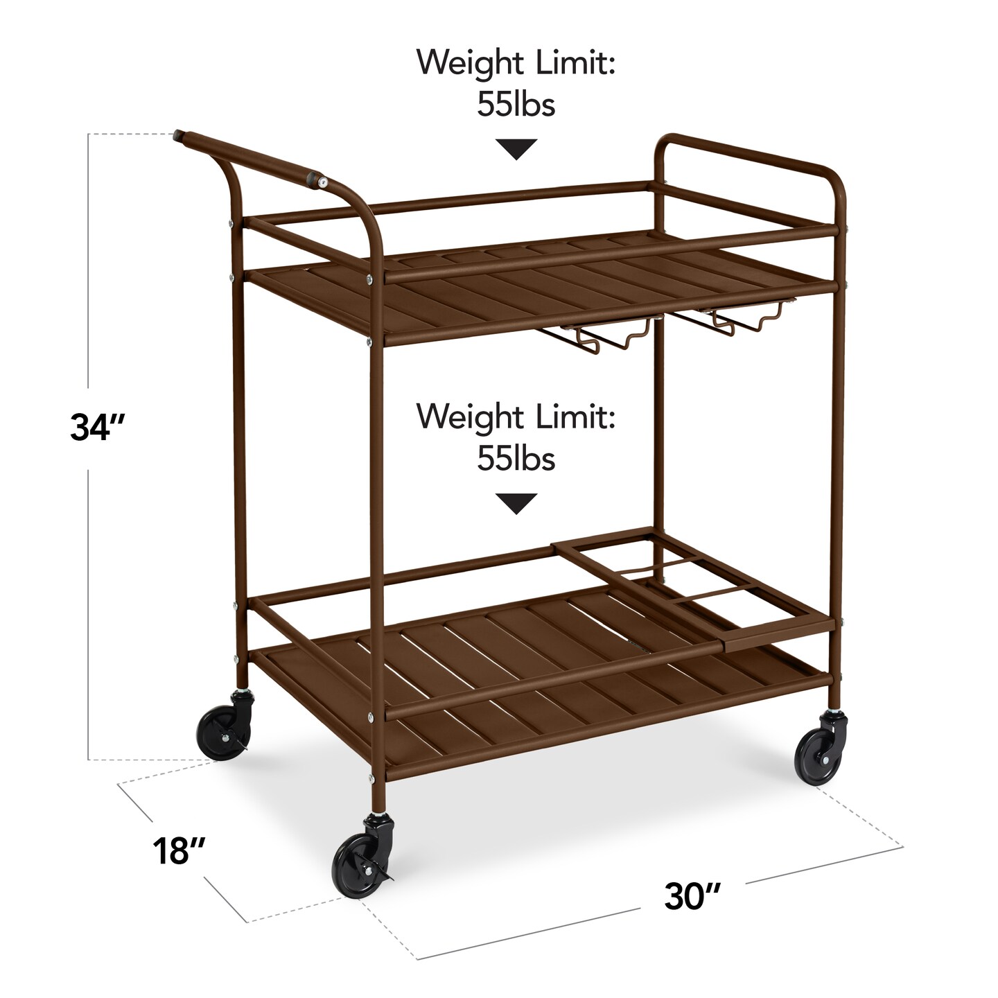 Best Choice Products 2-Tier Rolling Bar Cart Indoor/Outdoor w/ Storage Shelves, Wine Rack, Lockable Wheels