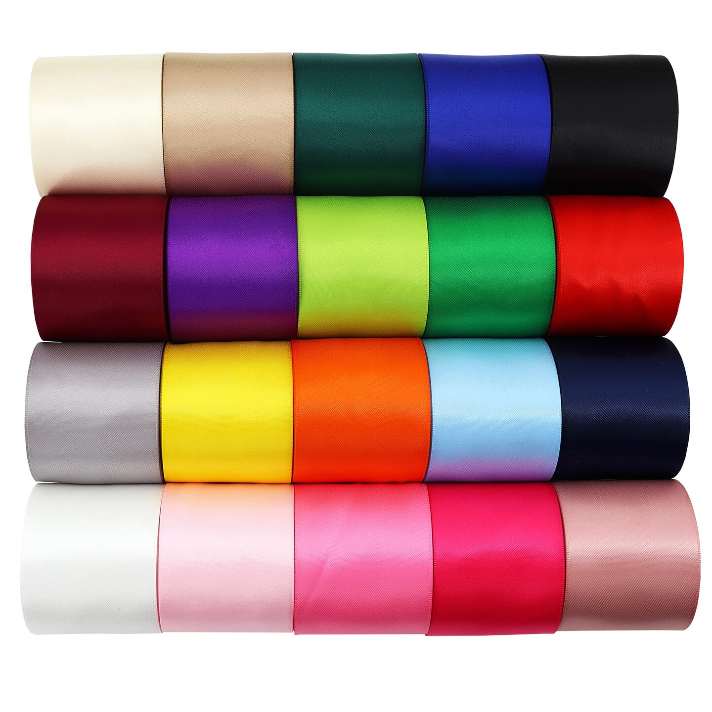 YERELO Double Face Satin Ribbon 2 inch Ribbon 20 Solid Color Ribbon Assortment, 2&#x22; X 2 Yard Each Total 40 Yards Per Package, Ribbon for Gift Wrapping Ribbons for Crafts Hair Ribbons