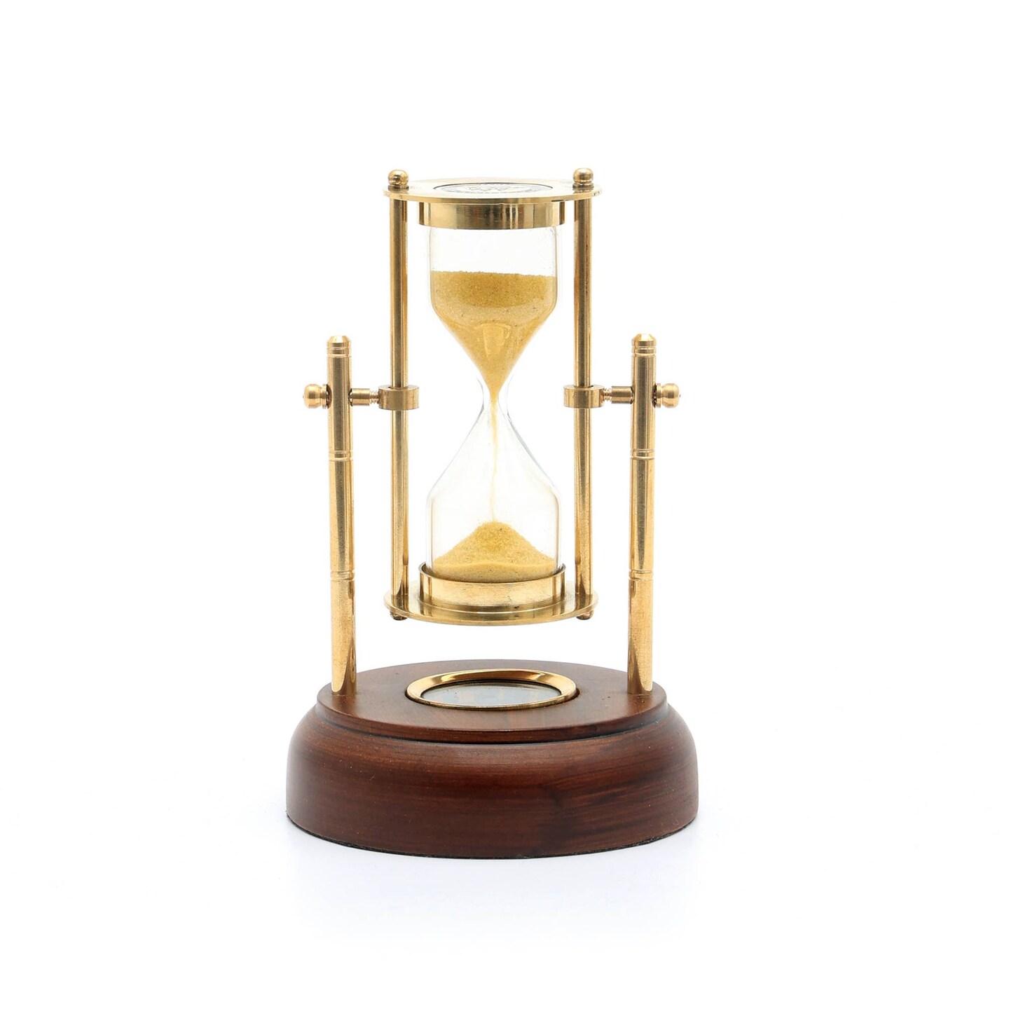 Decorative Brass Frame Sand Timer - Hourglass (3.5"X3.25"X5")