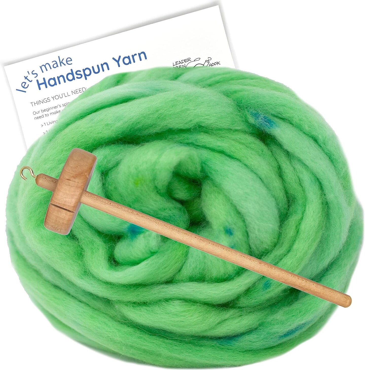 LEARN TO SPIN - Beginner's Spinning Kit with Hand Dyed BFL Roving, Drop Spindle & Printed Instructions w/ Video. Many Colors.