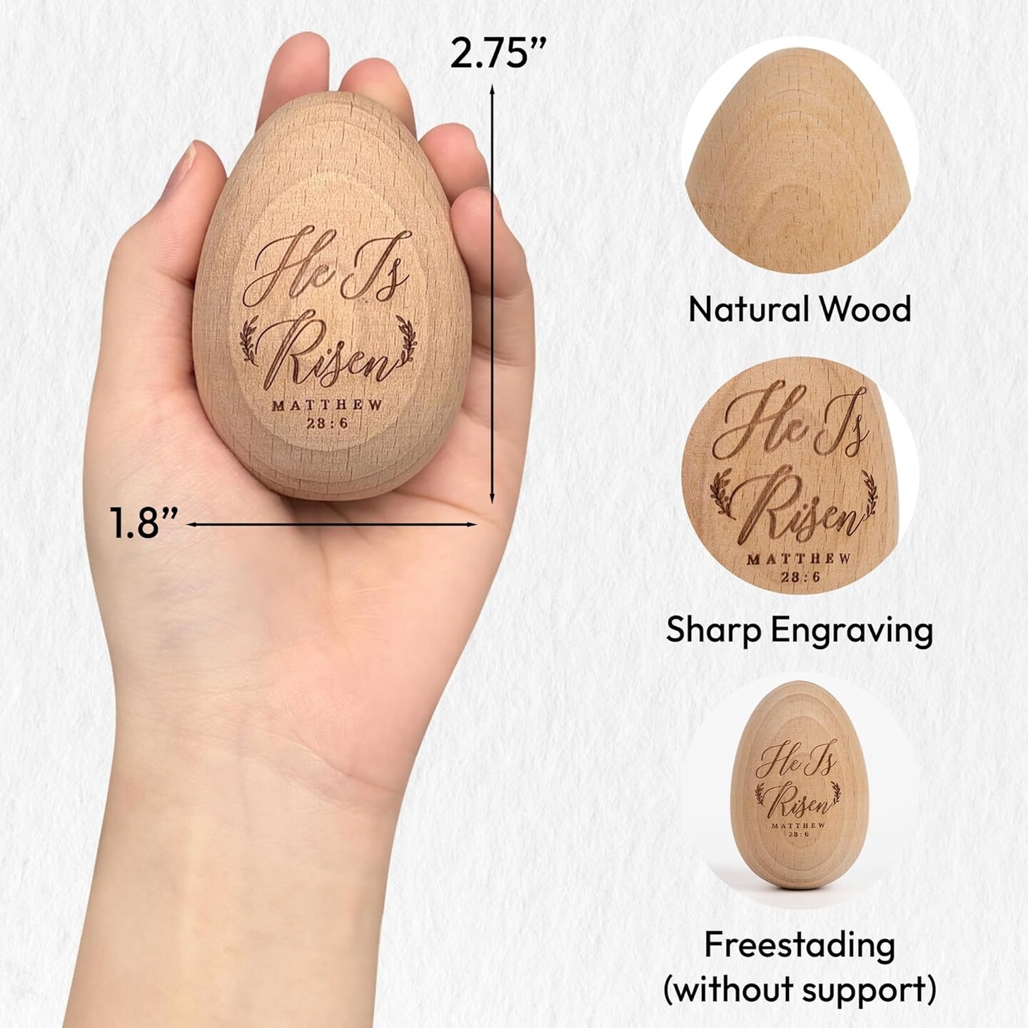 Easter Egg Decor, Wooden Decorations For Home, Tier Tray, Centerpiece Table Top, Easter Gifts Religious For Adult, Church, Christian Basket Stuffers, Egg Fillers For Toddlers, Kids (He Is Risen)