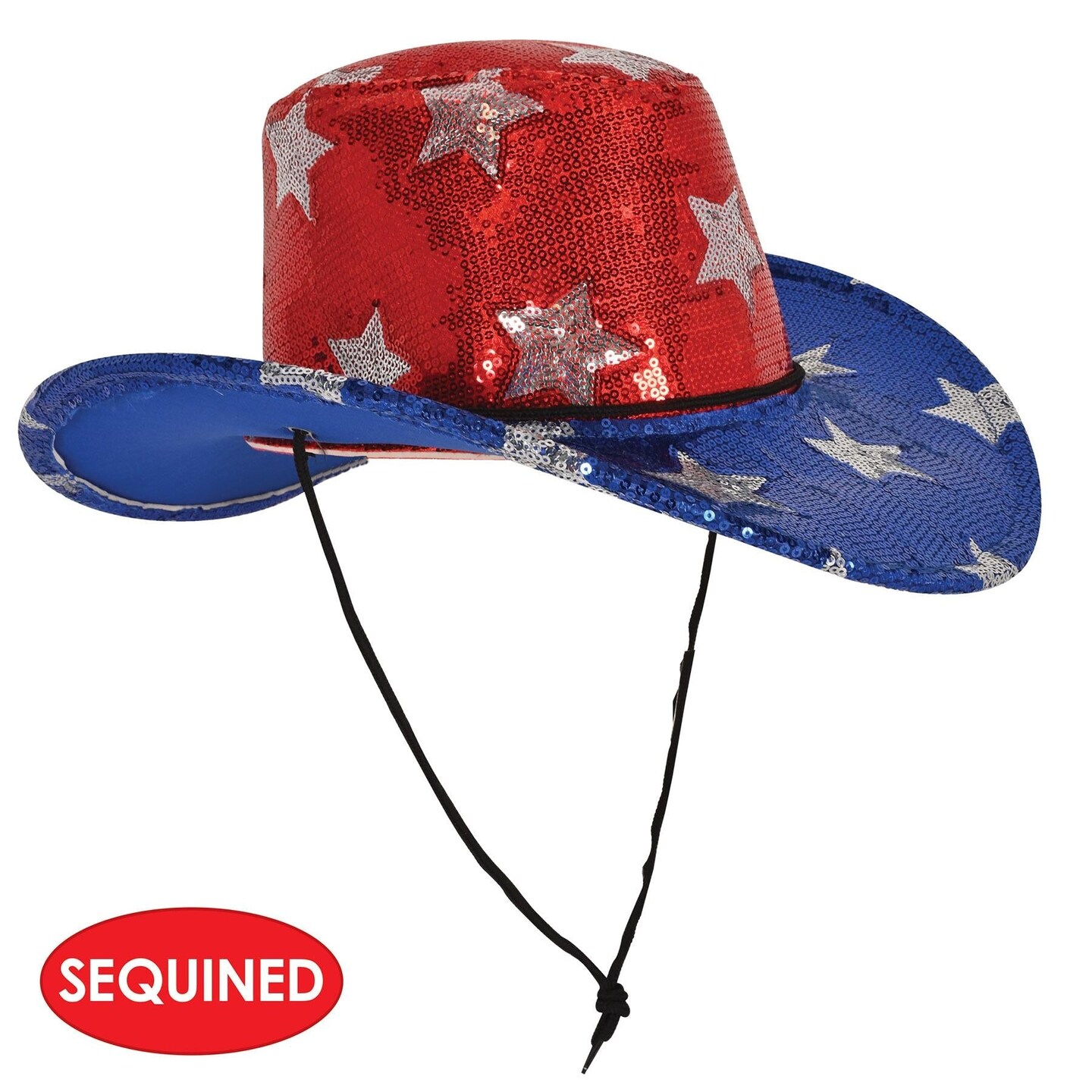 6 Pack Beistle Sequined Patriotic Cowboy Hat