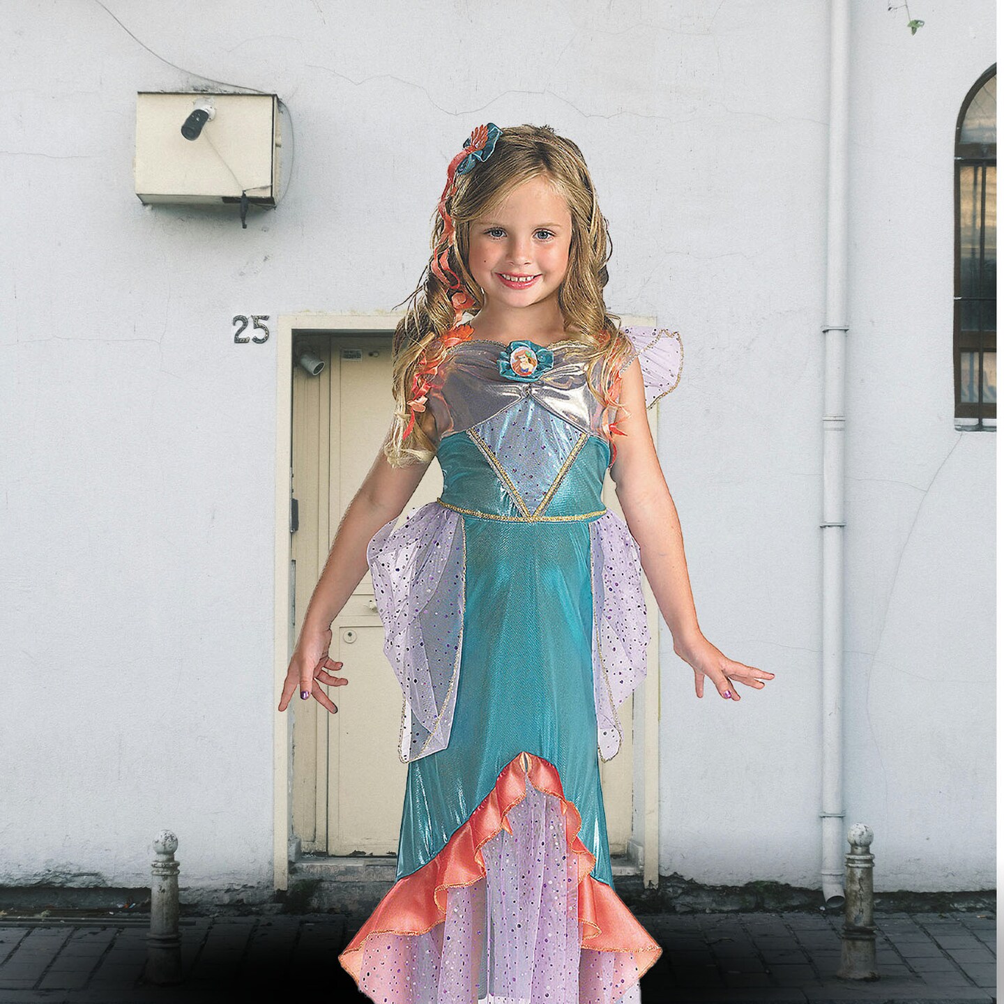 Girl's Ariel Deluxe Little Mermaid Costume Dress with Headband