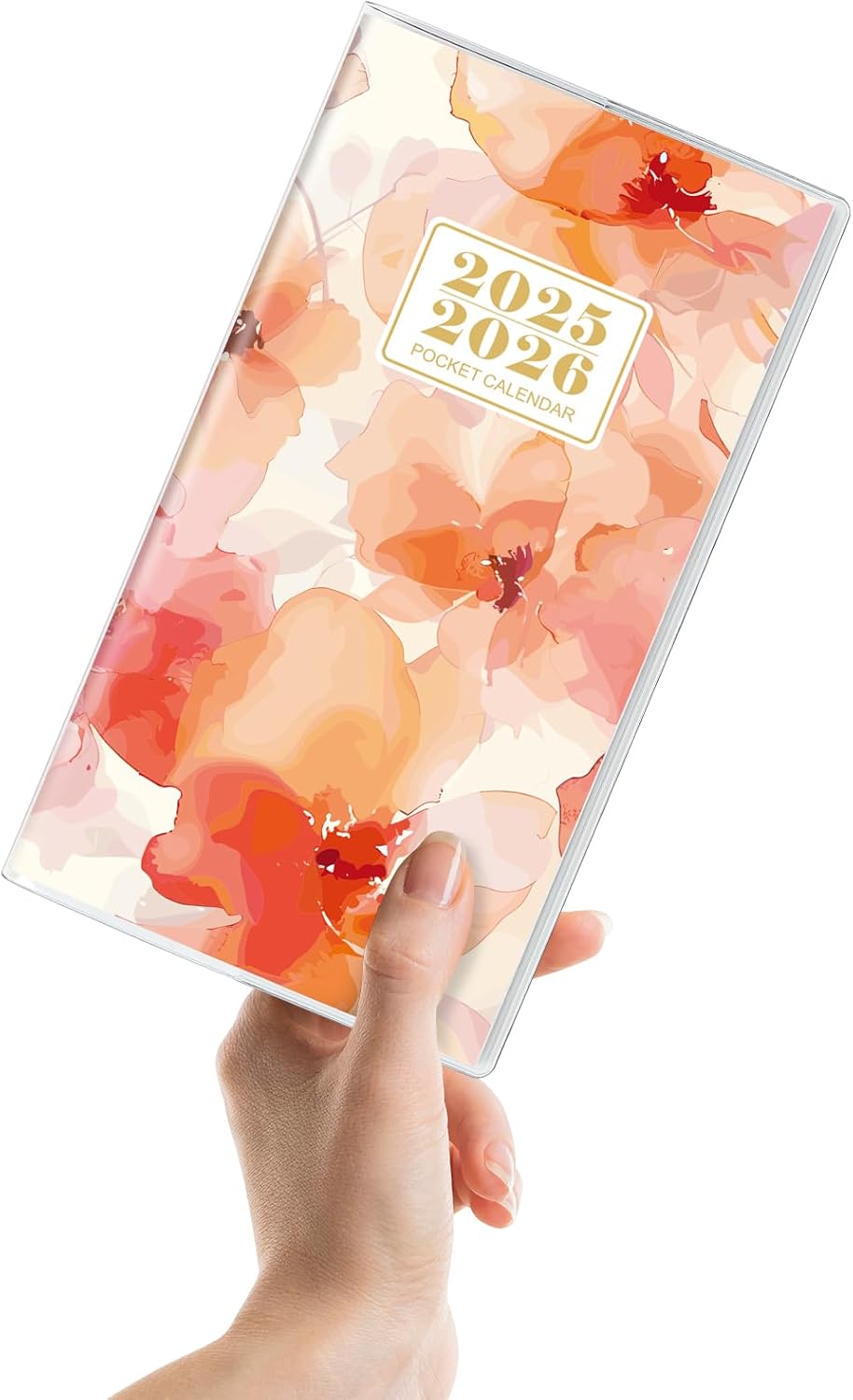 Pocket Calendar 2025-2026, Floral Monthly Planner 2025-2026 - 3.7" x 6.7" - Runs from January 2025 Until December 2026, 2025 Pocket Planner with PVC Cover for Planning