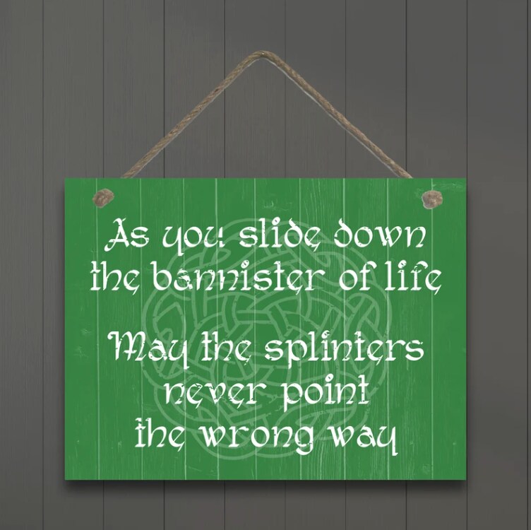 Funny Irish Blessing — St Patrick's Day Decor, Celtic Signs, Irish Toasts, FAUX Wood Texture on Canvas; Framed, Unframed, Rope Board options