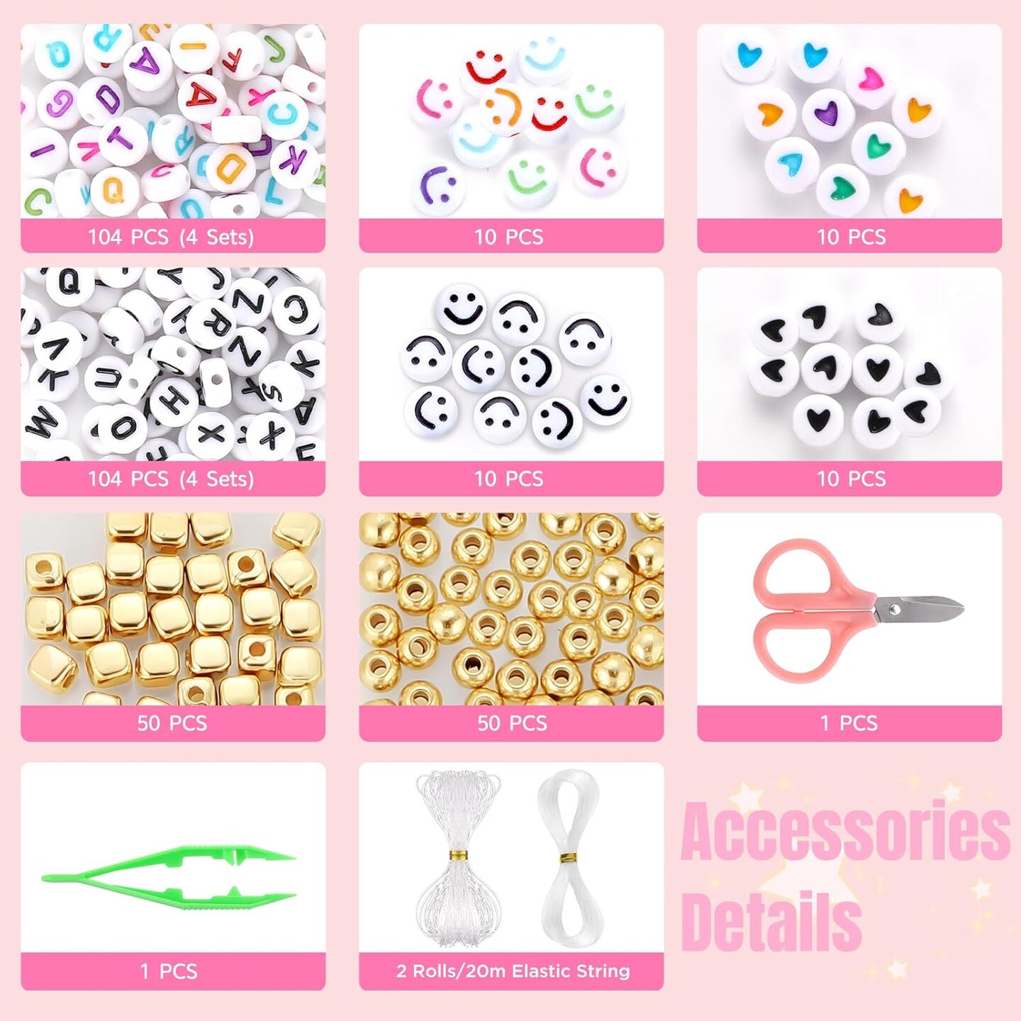 13000pcs 4mm Seed Beads for Jewelry Making, 5 Types 120 Colors Small Glass Beads for Bracelets, Friendship Bracelet Kit with Alphabet Letter Beads, Smile Face Beads for DIY, Art and Craft