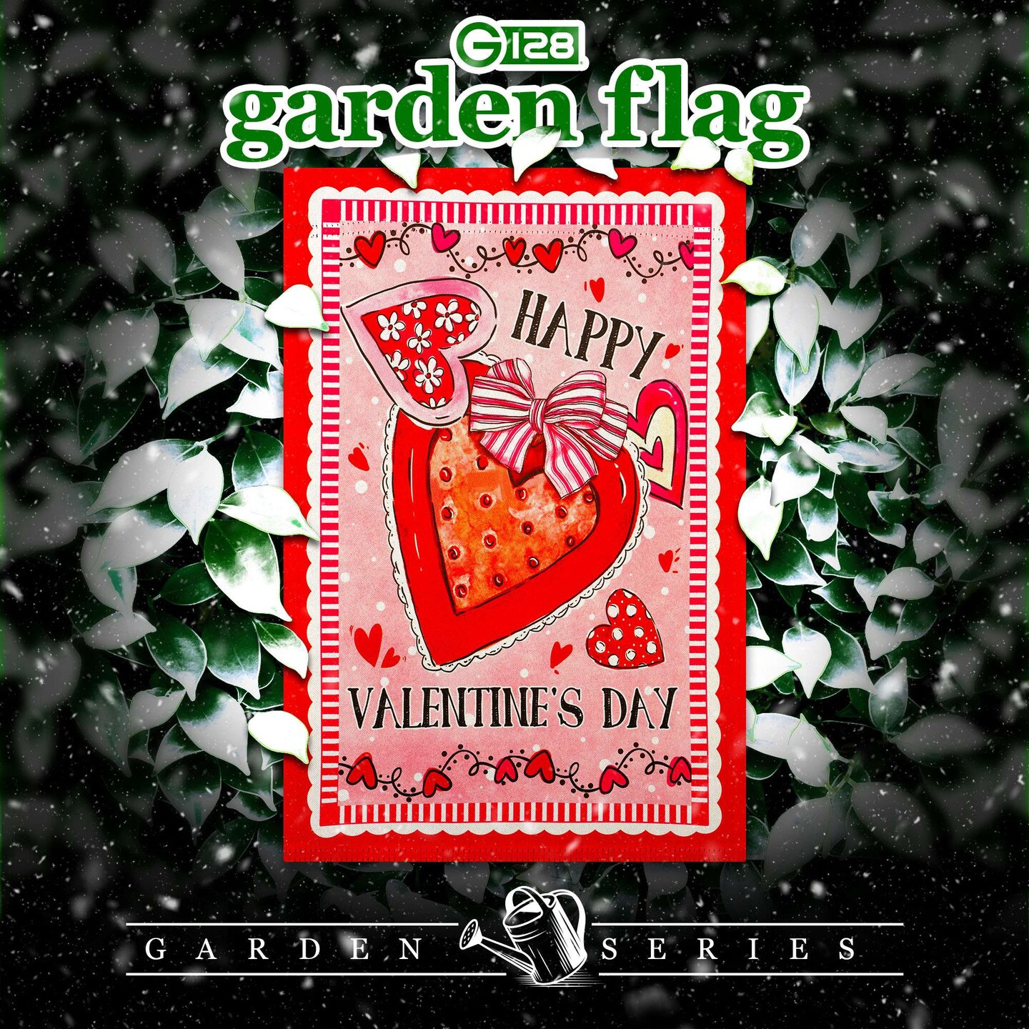 G128 Happy Valentine&#x2019;s Day Heart Cookie Garden Flag 12x18 In Double Sided Valentine&#x27;s Day Yard Garden Lawn Decoration